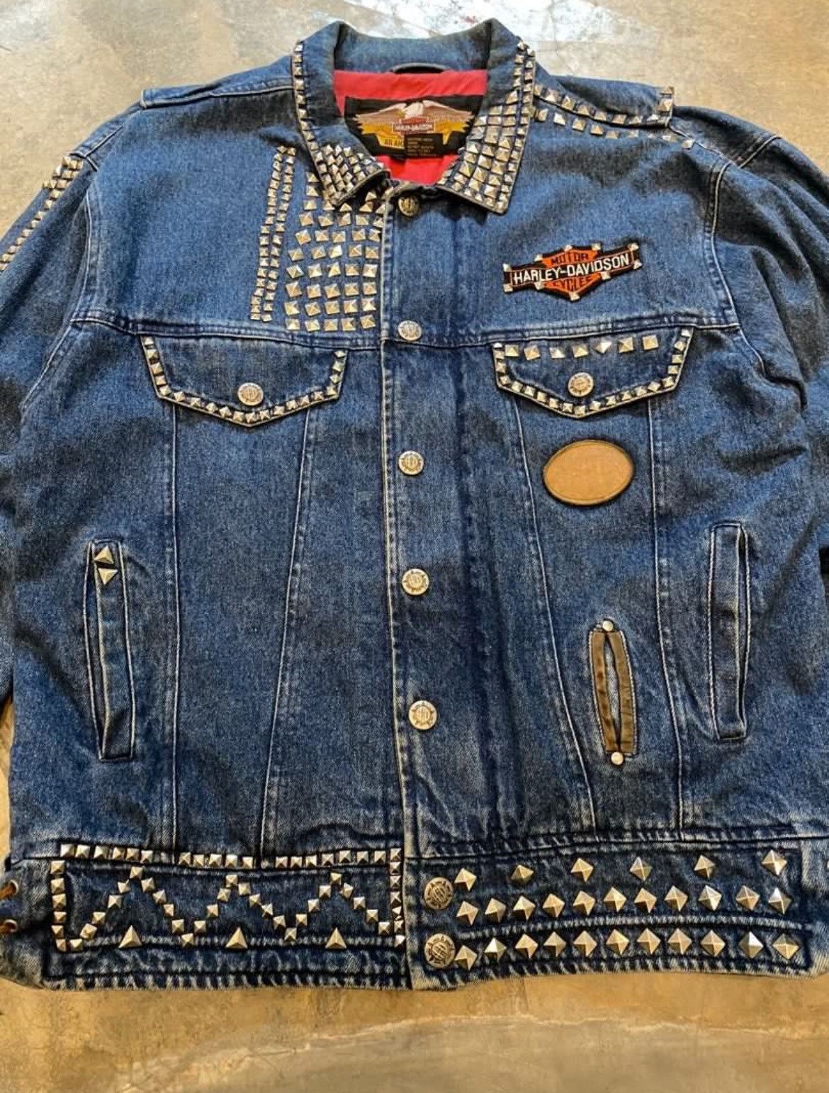 Vintage Harley Davidson Studded Denim Jacket