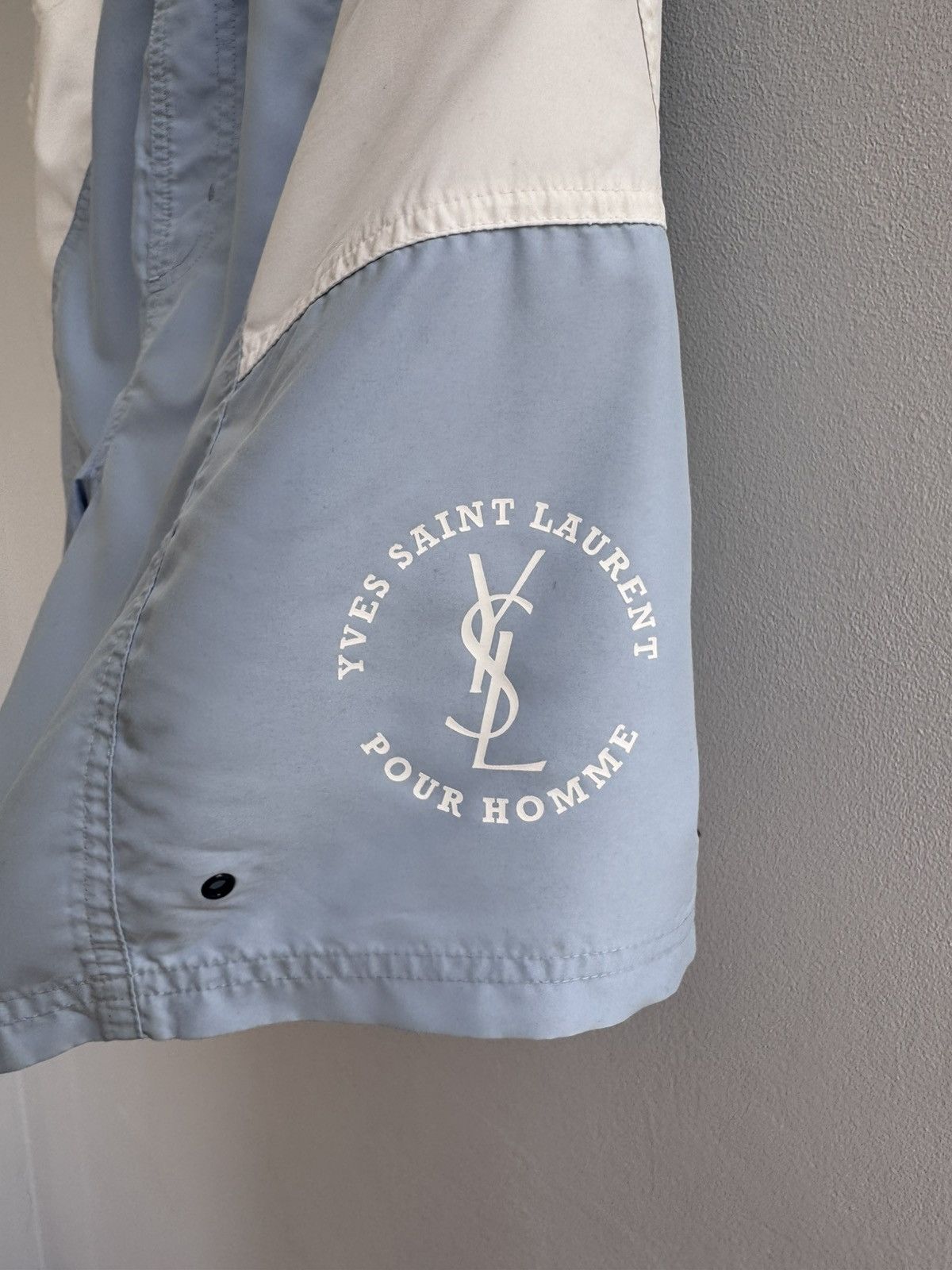 Yves Saint Laurent Yves Saint Laurent YSL Logo Vintage 90s Blue Nylon Shorts Size US 32 / EU 48 - 3 Thumbnail