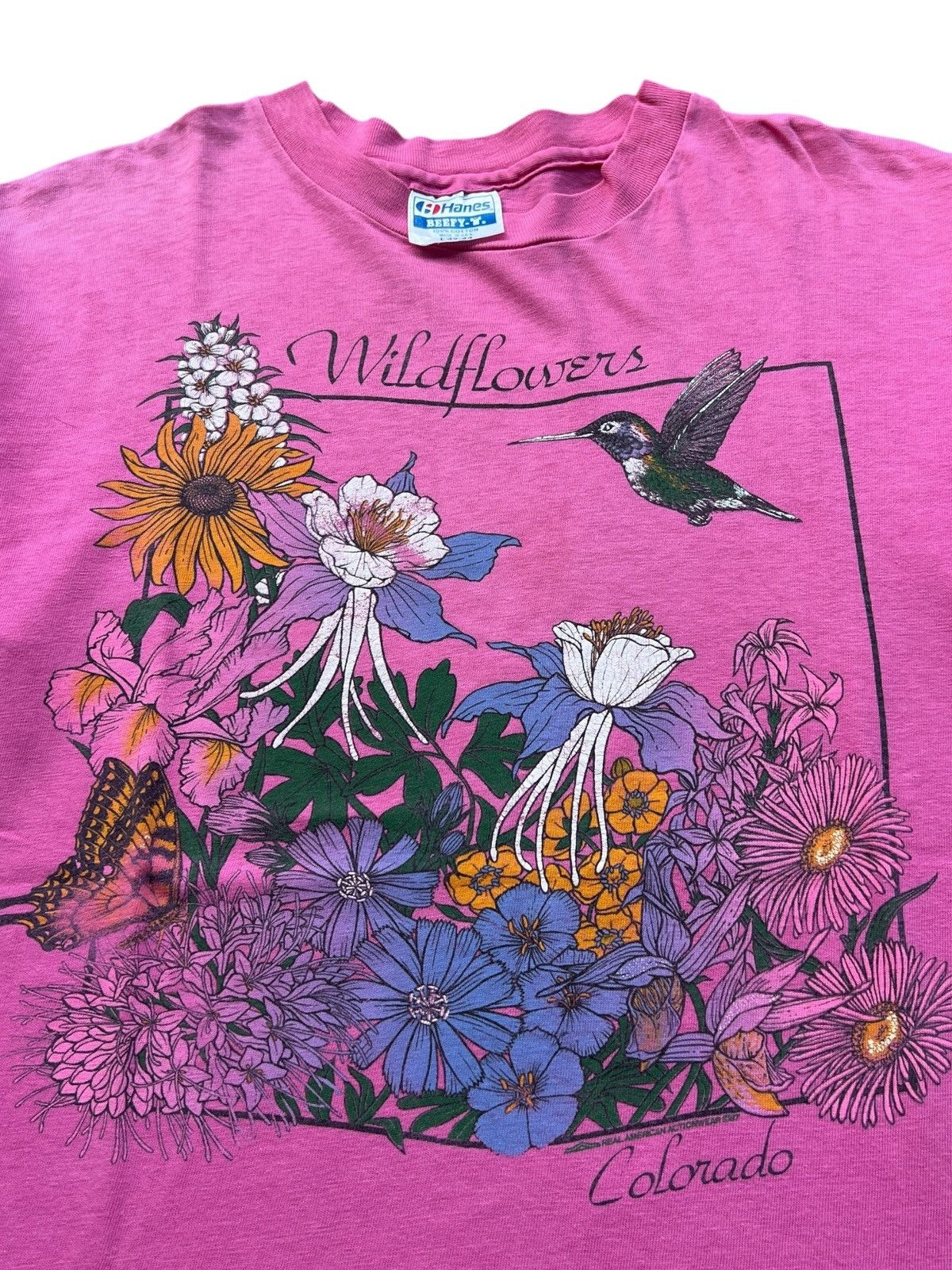 Hanes 1980s 1987 Wildflowers Art Tshirt Size US L / EU 52-54 / 3 - 2 Thumbnail