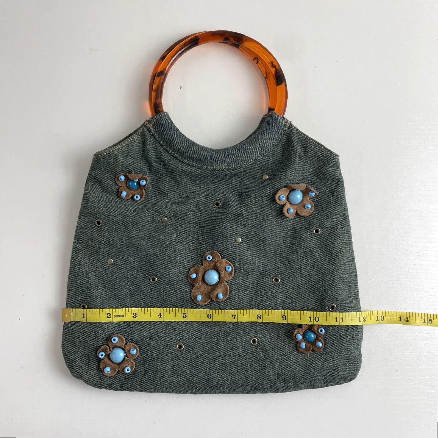 Vintage VINTAGE Rampage Denim Shoulder Bag Purse Floral Studded McBling Fairy Grunge Y2K Blue Bag Womens Size ONE SIZE - 4 Thumbnail