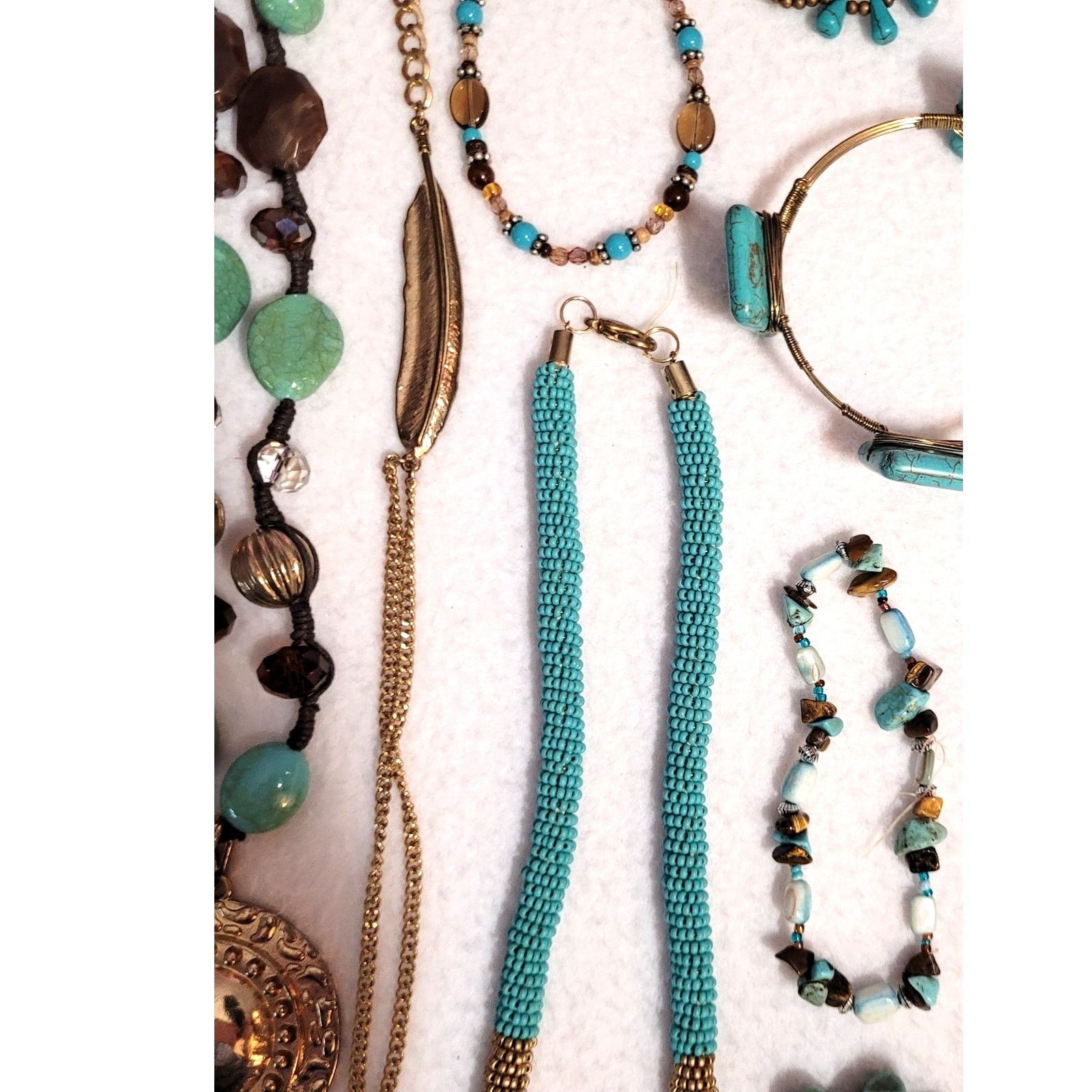 Other Hippie Boho Necklace Bracelet Earrings Lot Faux Turquoise Size ONE SIZE - 9 Thumbnail