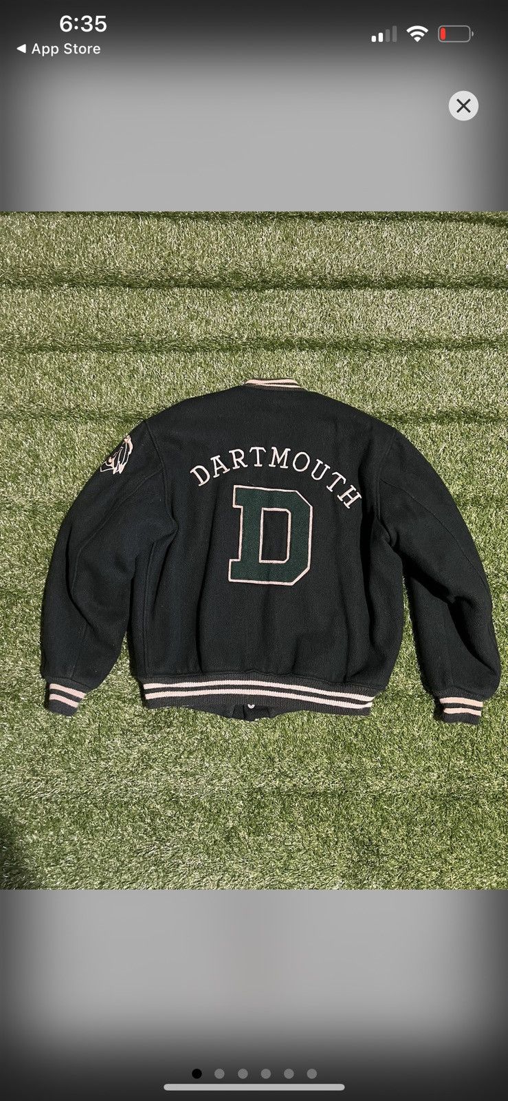 image of Vintage Dartmouth Letterman Jacket in Green, Men's (Size Small)