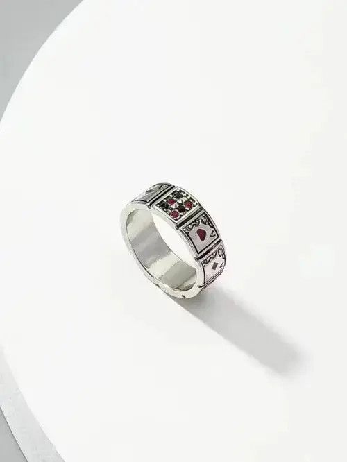 Ring Of Fire Retro Punk Gothic Silver Ring Size ONE SIZE - 3 Thumbnail