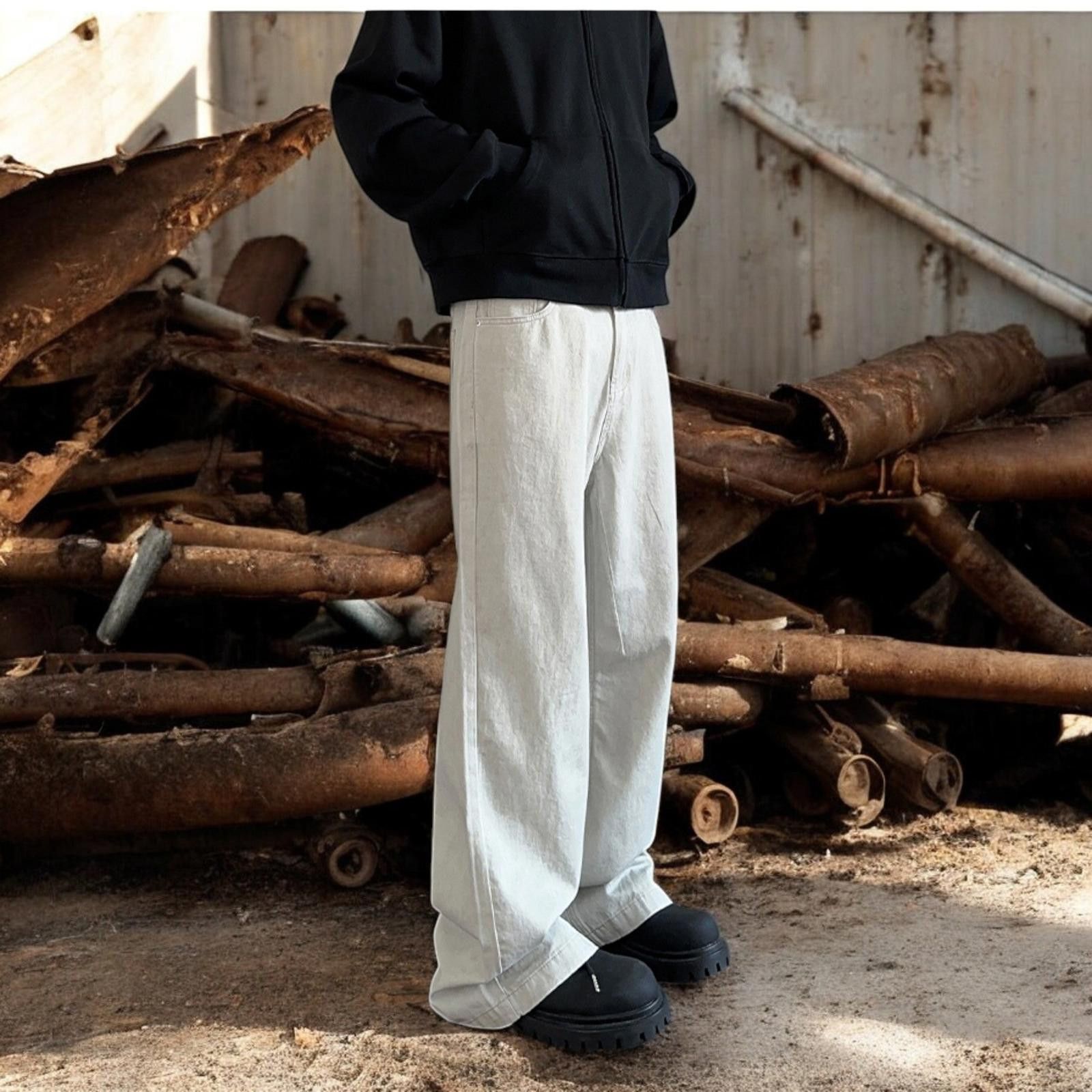 Vintage White Oversized Flare Denim Jeans Size US 30 / EU 46 - 5 Thumbnail