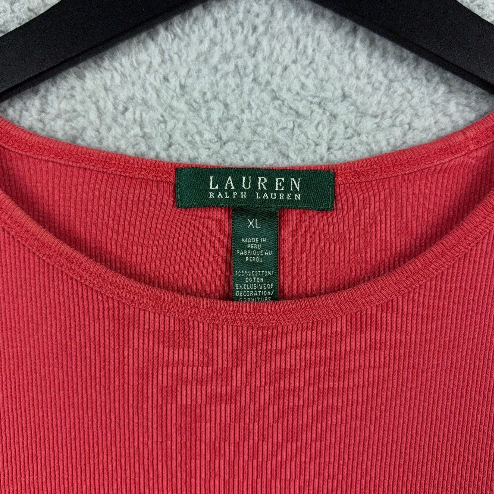 Ralph Lauren Lauren Ralph Lauren Shirt Womens XL Coral Ribbed Grommet Shoulder Crew Neck FLAW Size XL / US 12-14 / IT 48-50 - 3 Thumbnail