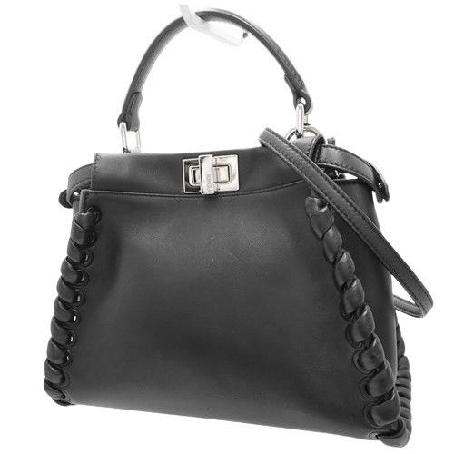 image of Fendi Mini Handbag 2Way Shoulder Bag Crossbody Leather Black, Women's