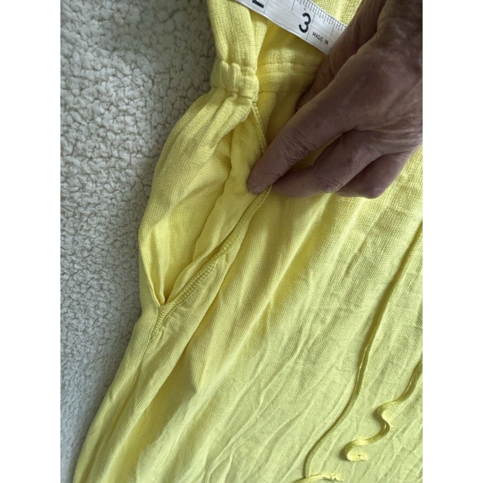 Sita Murt Yellow Linen Blend Button Front Drawstring Waist M