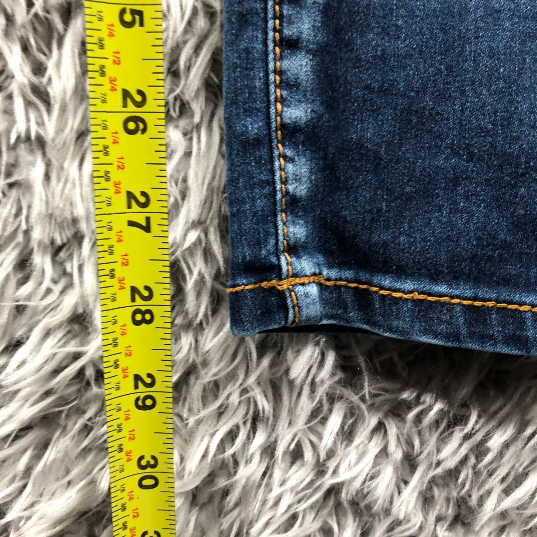 Denime Goga Jeans Skinny Womens Junior Size 11 Mid Rise Dark Blue Denim 5-Pocket Comfort Pockets Belt Loops Size 32" / US 10 / IT 46 - 3 Thumbnail