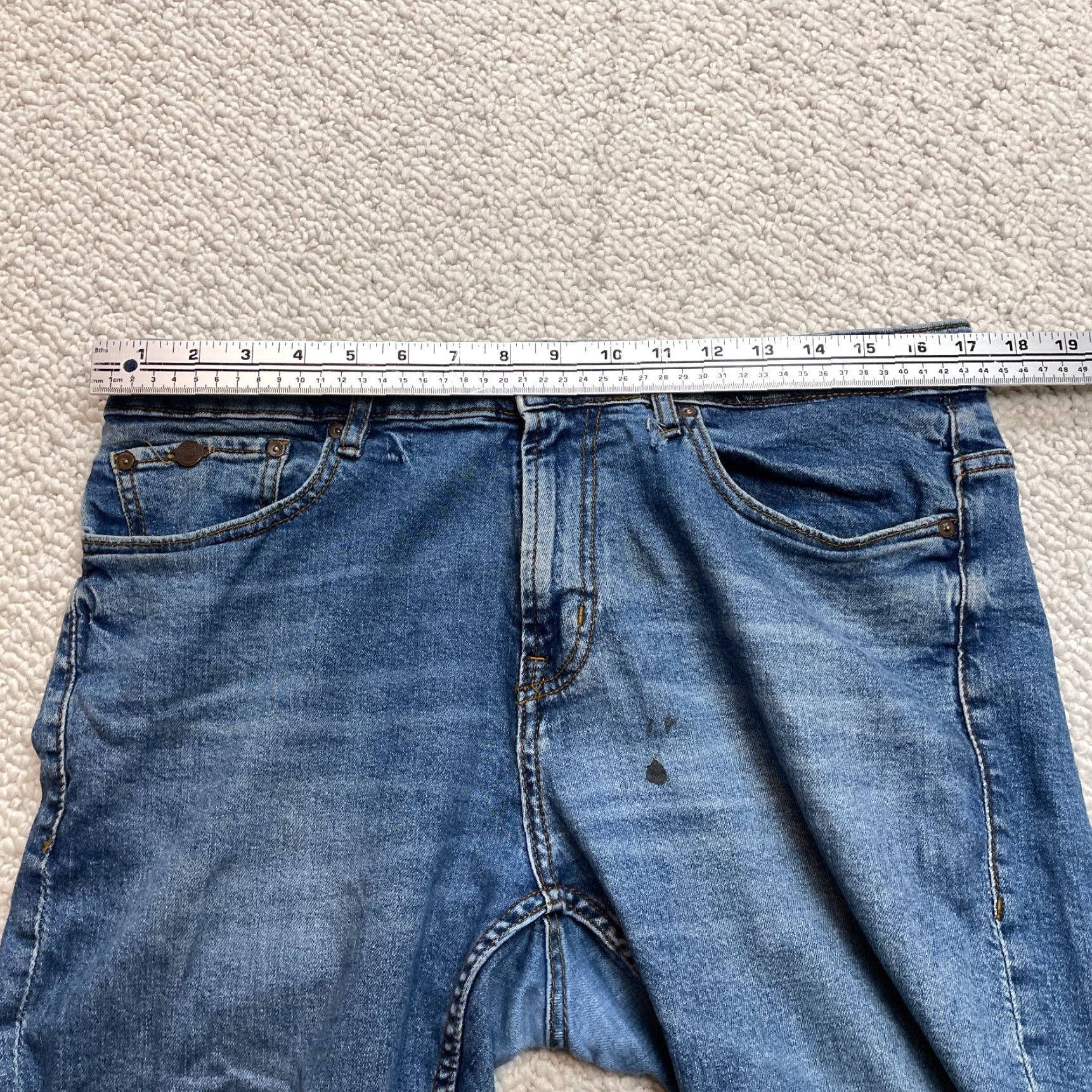 Vintage Pull&Bear Jeans Mens 34x31 Slim Straight Leg Dark Blue Denim Casual Slimming 5-Pocket 34 Inseam Regular Waist Mens Jeans Size US 34 / EU 50 - 5 Thumbnail