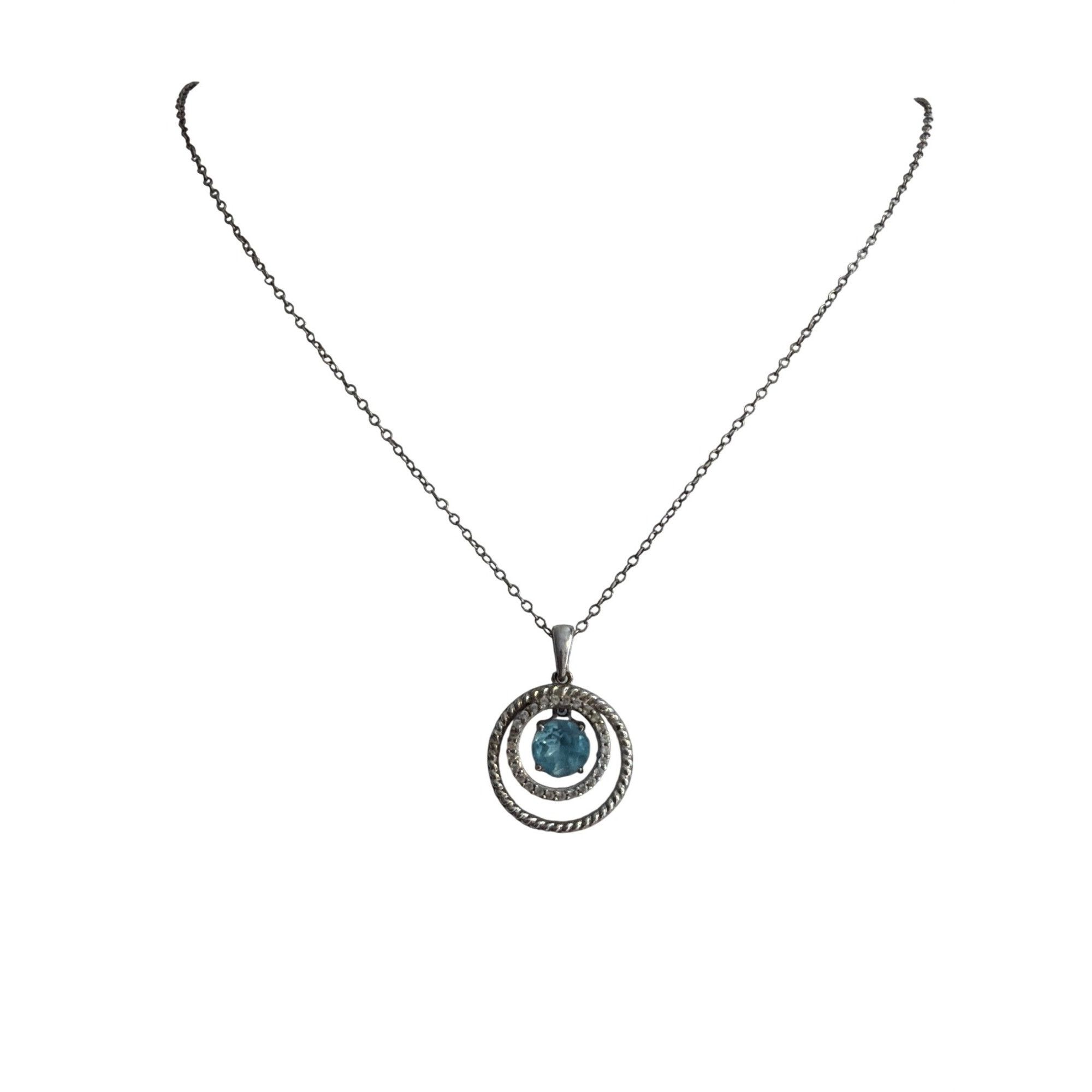 Other JWBR Sterling Silver Necklace Clear Blue Topaz Floating Pend Size ONE SIZE - 1 Thumbnail
