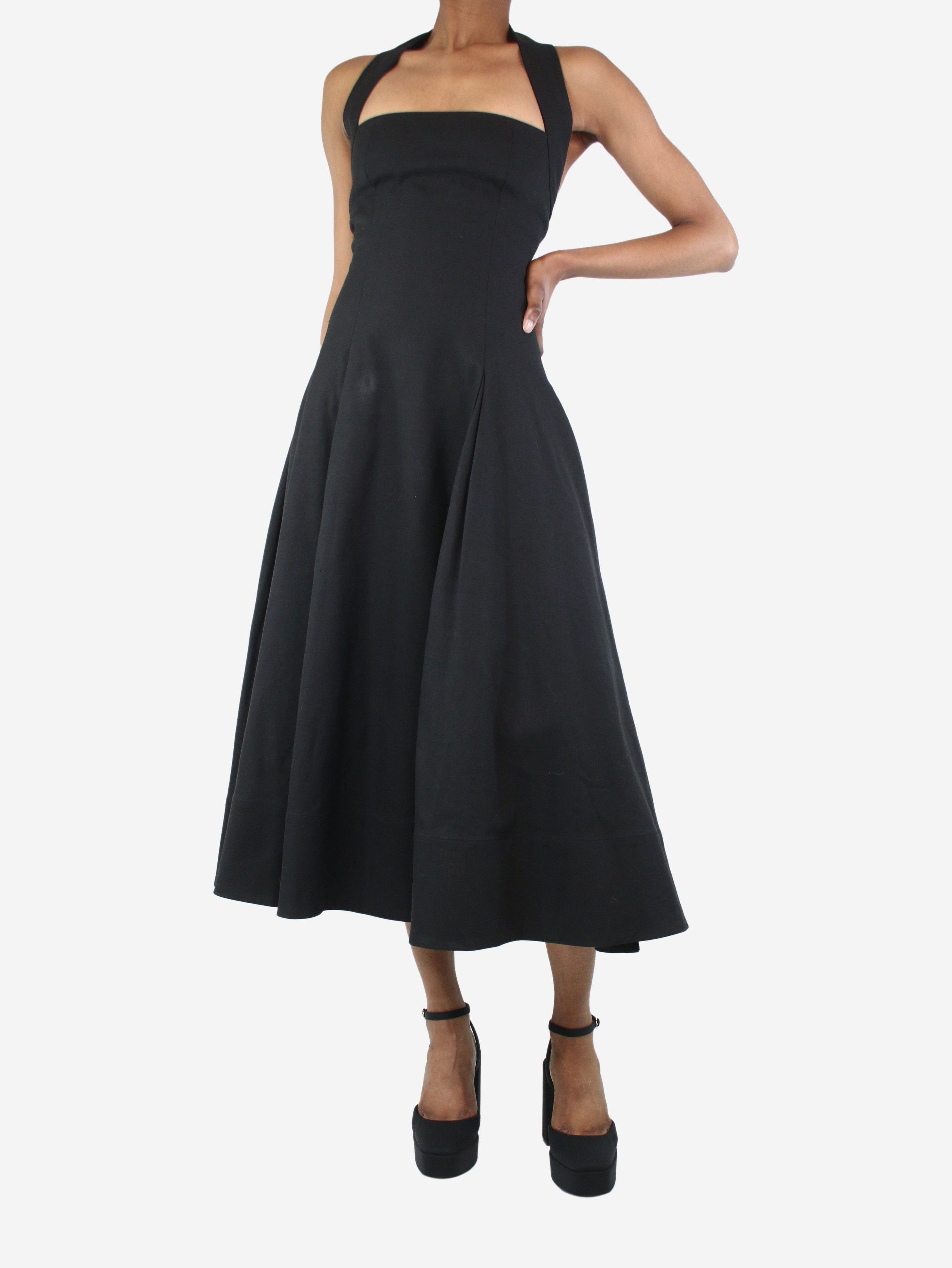 image of Khaite Black Lalita Pleated Cotton-Blend Midi Dress - Size Uk 6, Women's