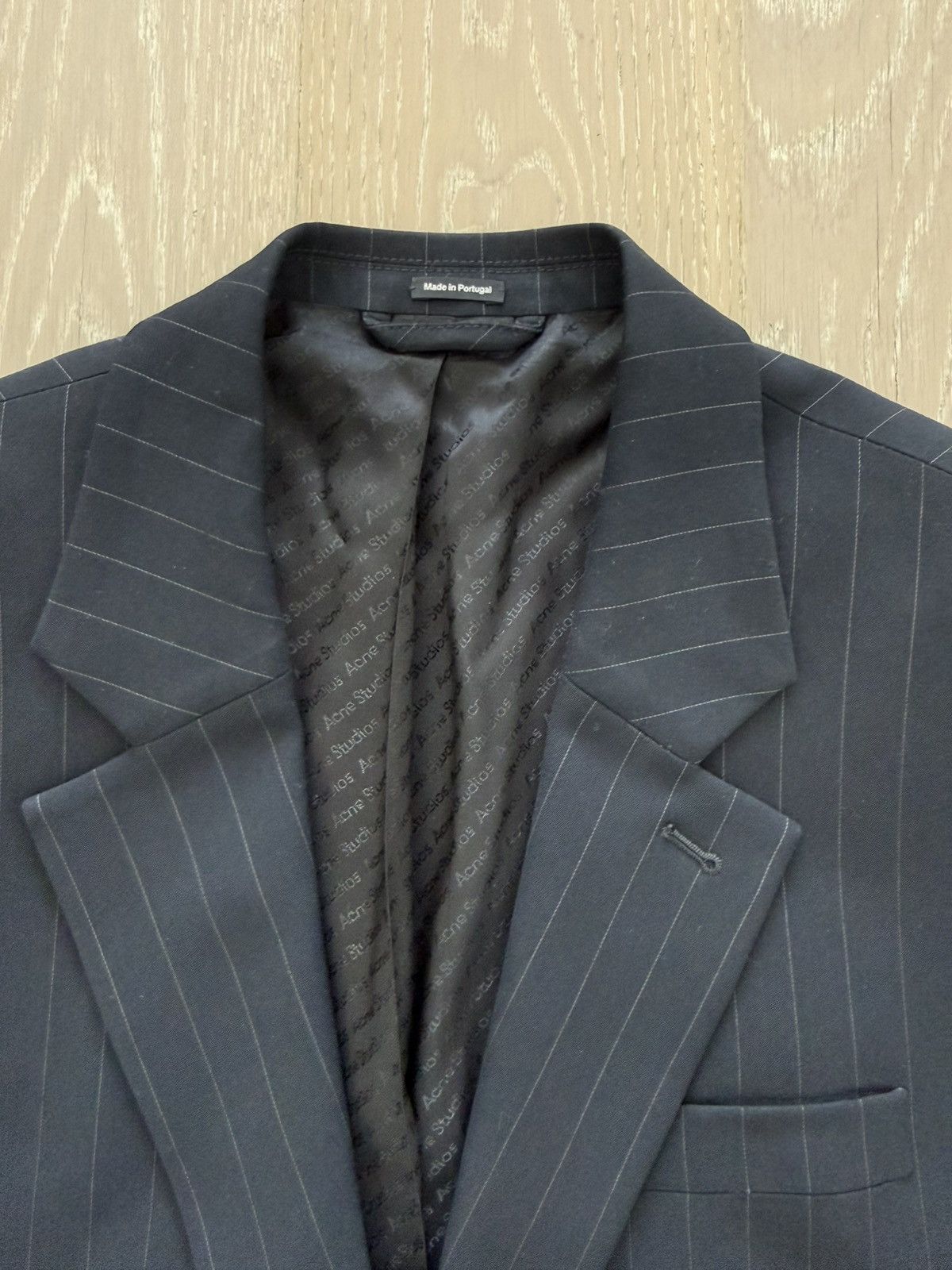 Acne Studios Acne Studios Navy Grey Pinstripe Twill Blazer Size 44R - 6 Thumbnail