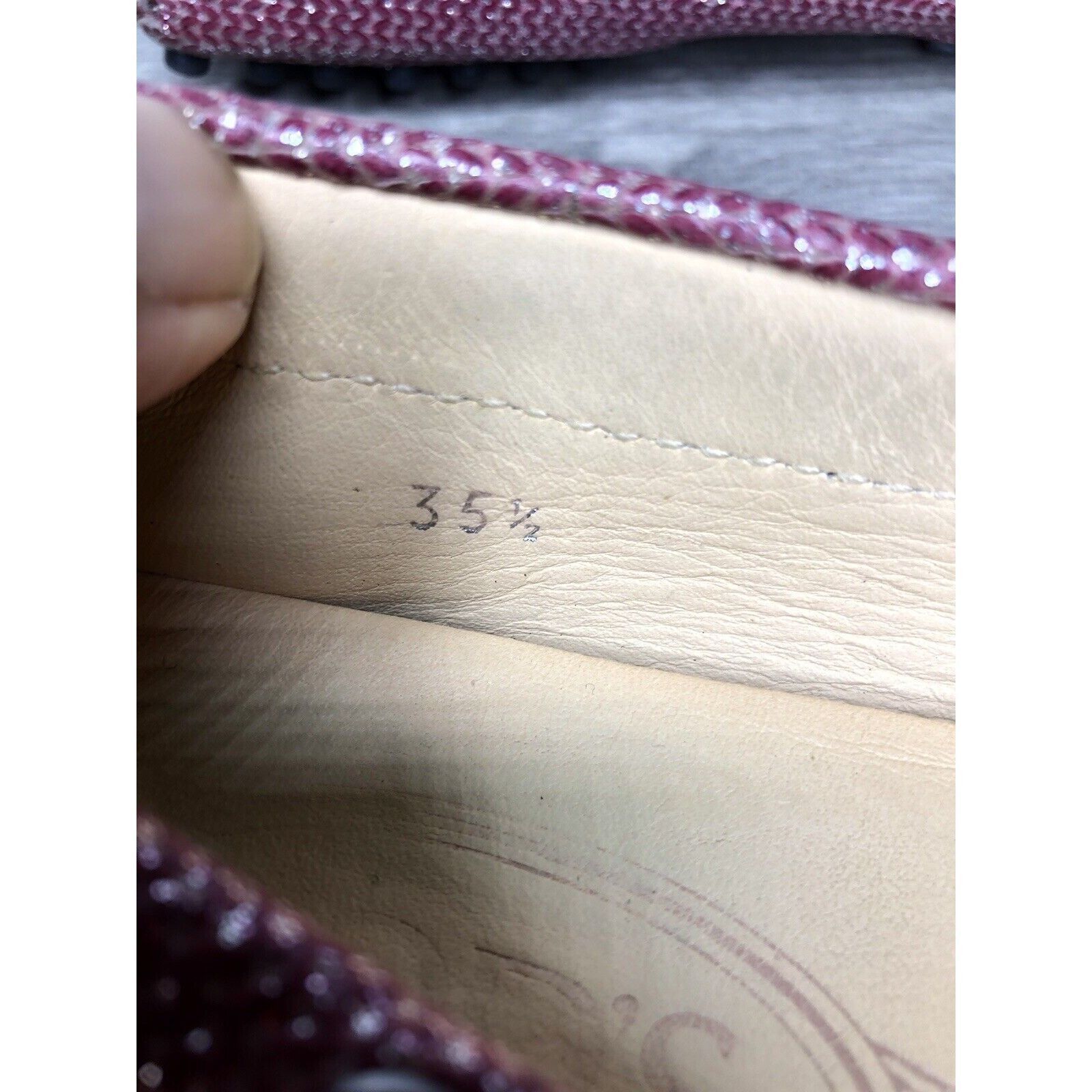 Tod's TODS Pink Metallic Leather Moccasins Driver Loafers Flats Wo Size US 5 / IT 35 - 10 Thumbnail