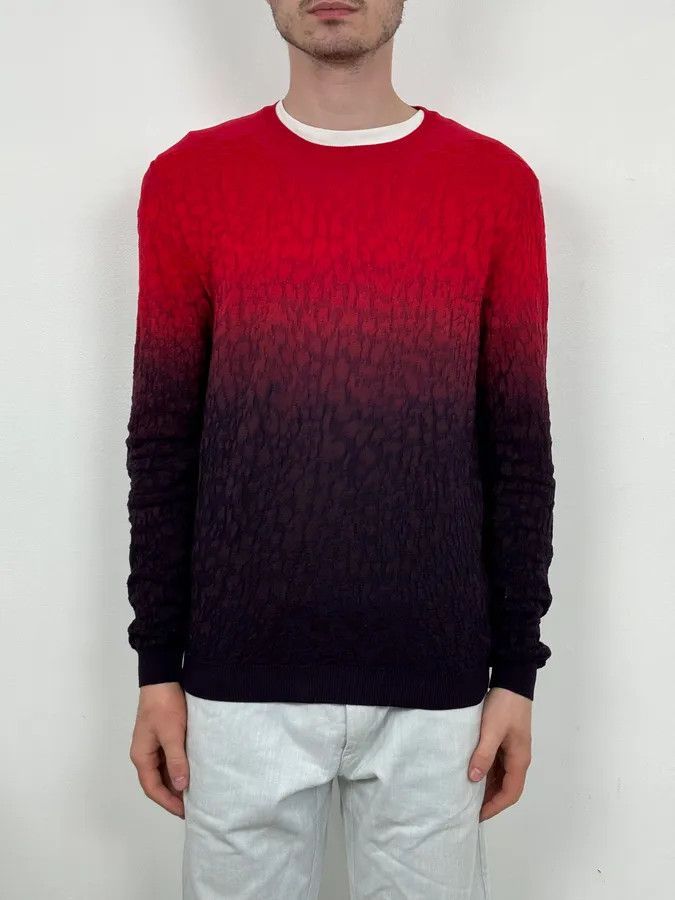 Just Cavalli SS2016 Cavalli Red Black Ombre Wool Gradient Sweater Size US M / EU 48-50 / 2 - 2 Thumbnail