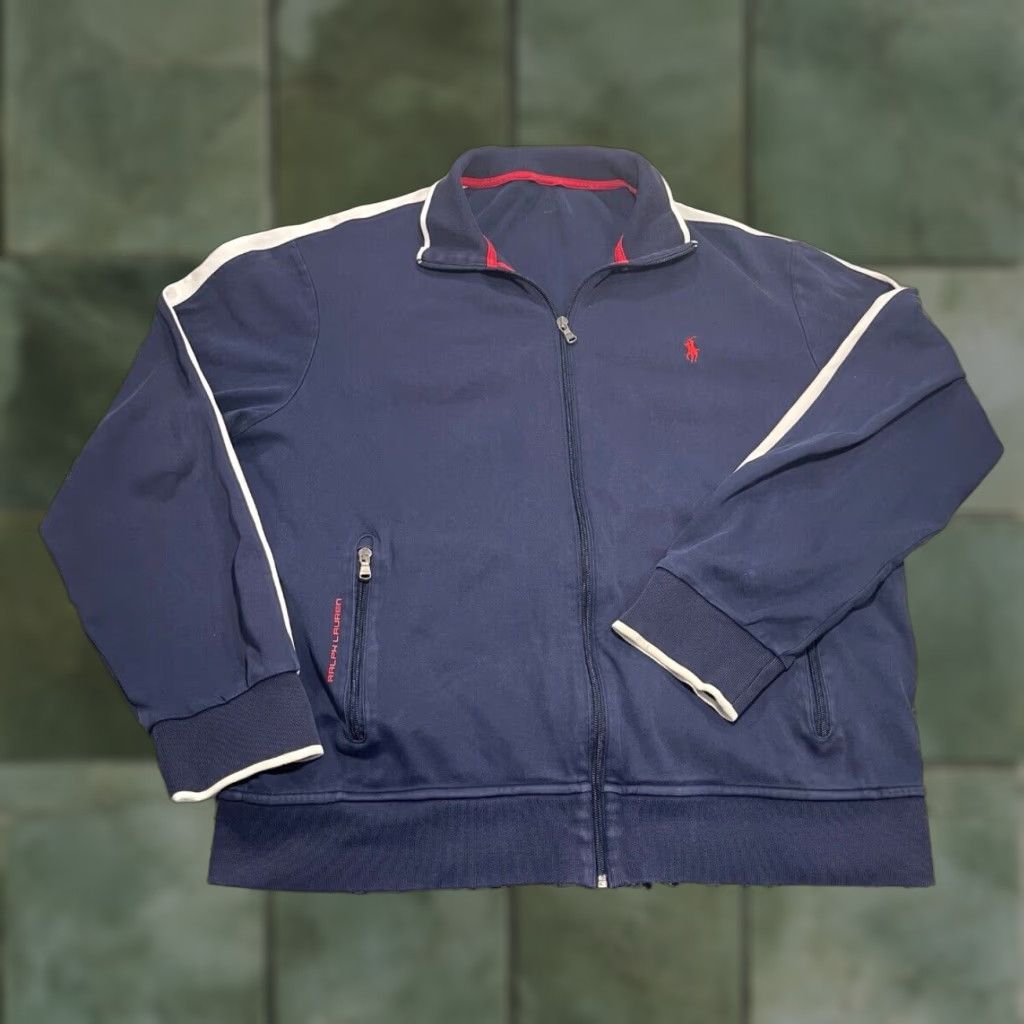 Polo Ralph Lauren Polo Ralph Lauren Men’s Jacket Size XL Navy White Cotton Track Jacket Full Zip Pockets Mens Size US XL / EU 56 / 4 - 1 Thumbnail