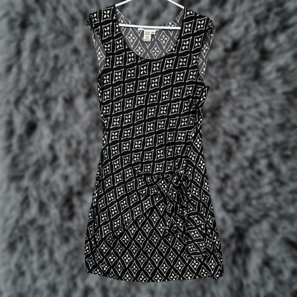 Vintage Max Studio Sheath Dress M Black White Argyle Diamond Tie Office Chic Whimsigoth, Women’s (