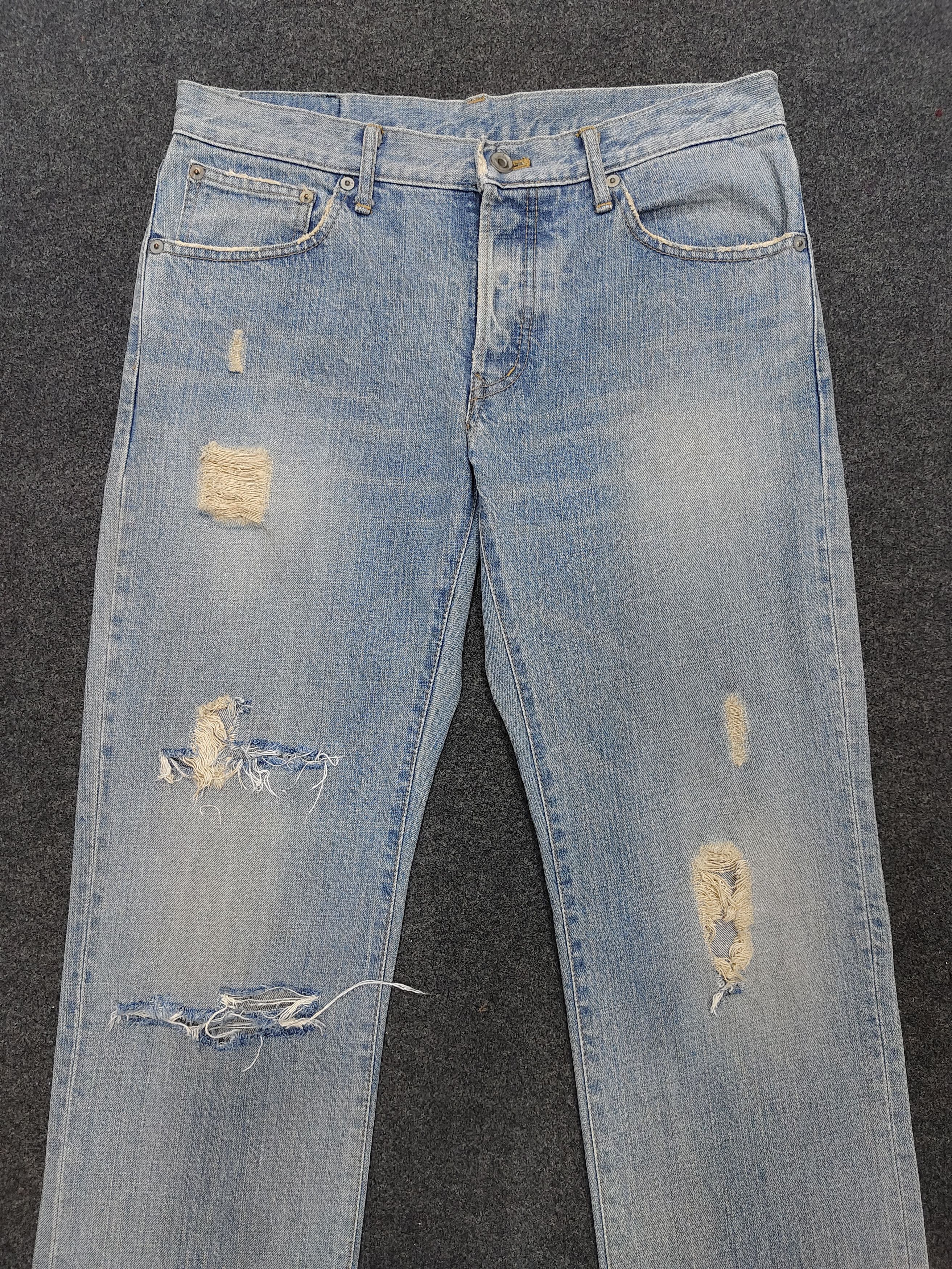 Tete Homme TETE Homme- Heavy Faded Indigo Distressed Straight Jeans Size US 31 - 2 Thumbnail