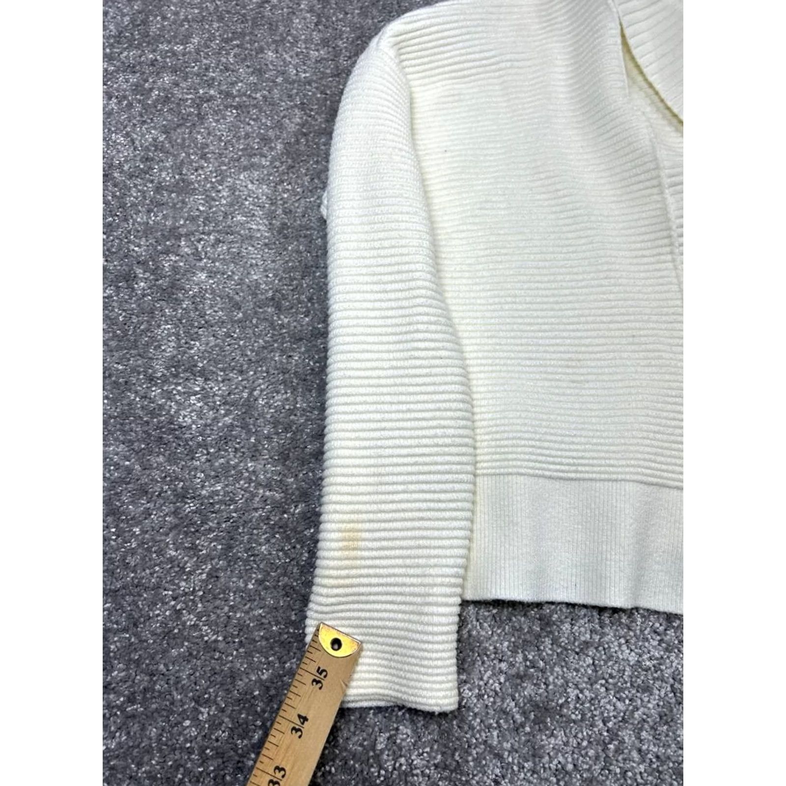 Anthropologie Anthropologie Sweater Womens XS Ivory Knit Open Front Cardigan Size XS / US 0-2 / IT 36-38 - 6 Thumbnail