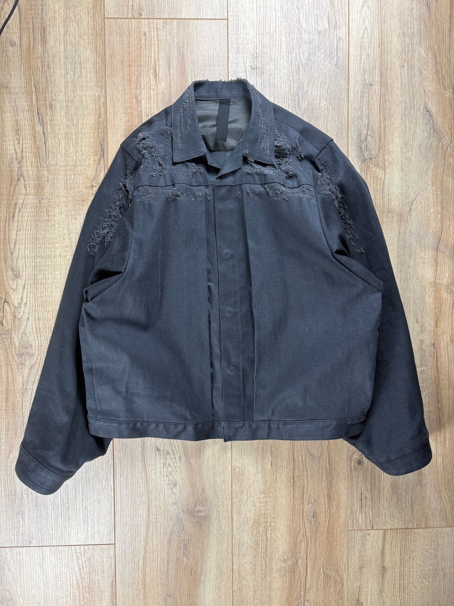 Japanese Brand Shinya Kozuka Oversized Distressed Jacket Charcoal Grey Size US M / EU 48-50 / 2 - 1 Thumbnail