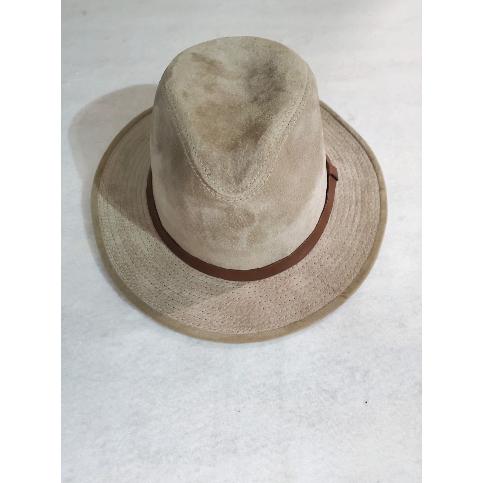 Vintage VINTAGE Henschel Hat Co Mens Size Medium Suede Fedora Hat Made In USA Size ONE SIZE - 2 Thumbnail