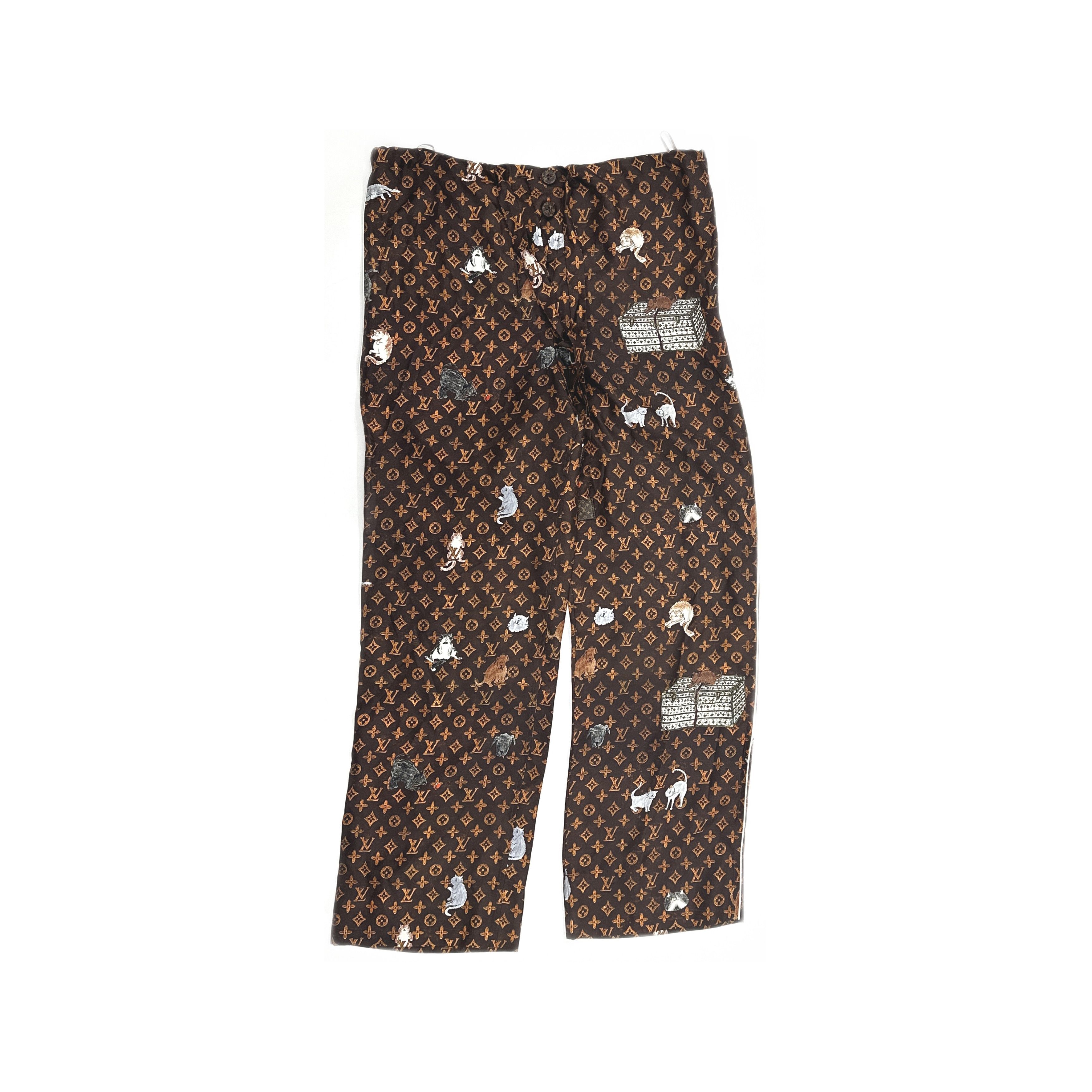 Louis Vuitton Louis Vuitton Cat Monogram Silk Pants Size 34 Size 25" / US 0 / IT 36 - 1 Thumbnail