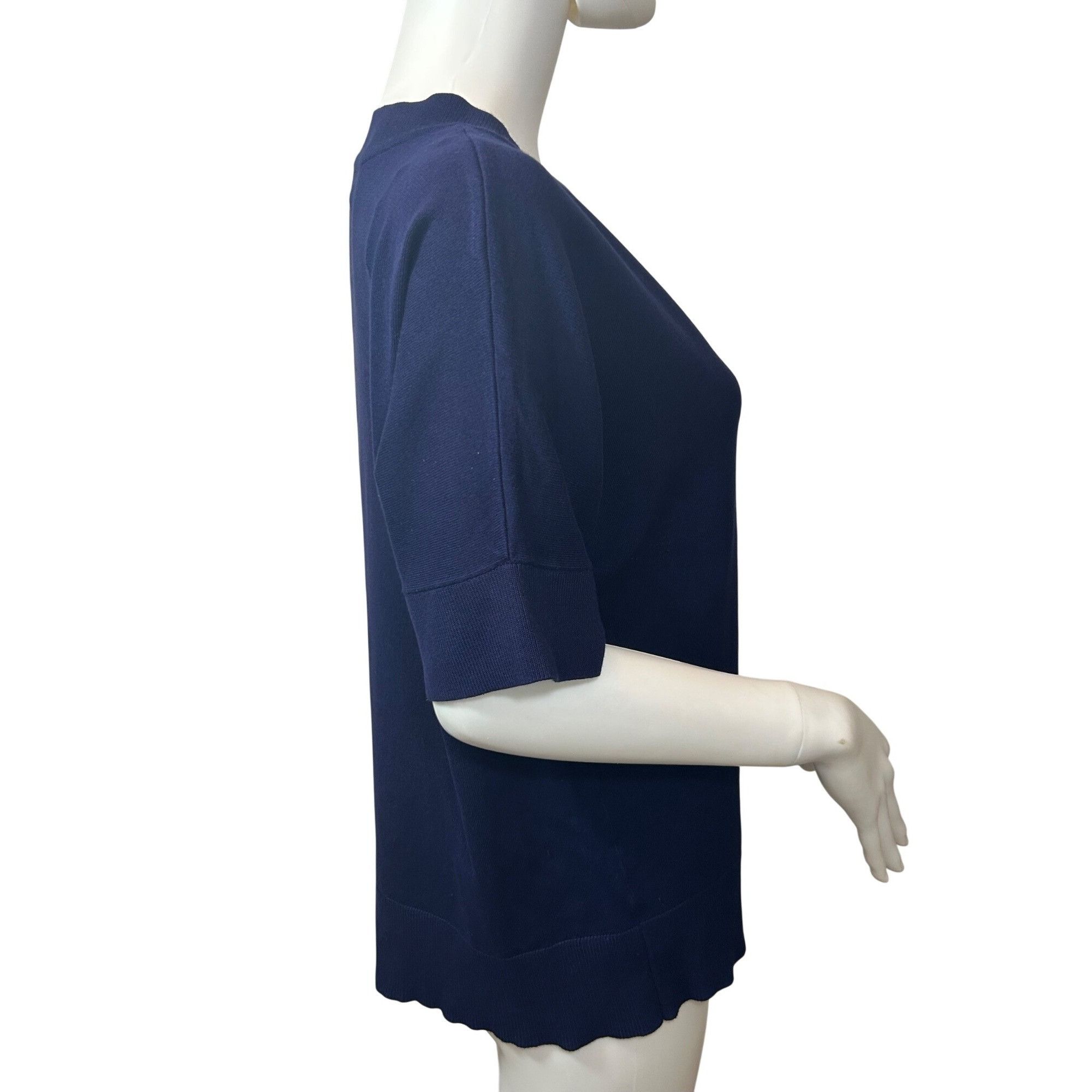 Jones New York Jones New York Signature Knit Top M Navy Blue Short Sleeve V Size M / US 6-8 / IT 42-44 - 4 Thumbnail