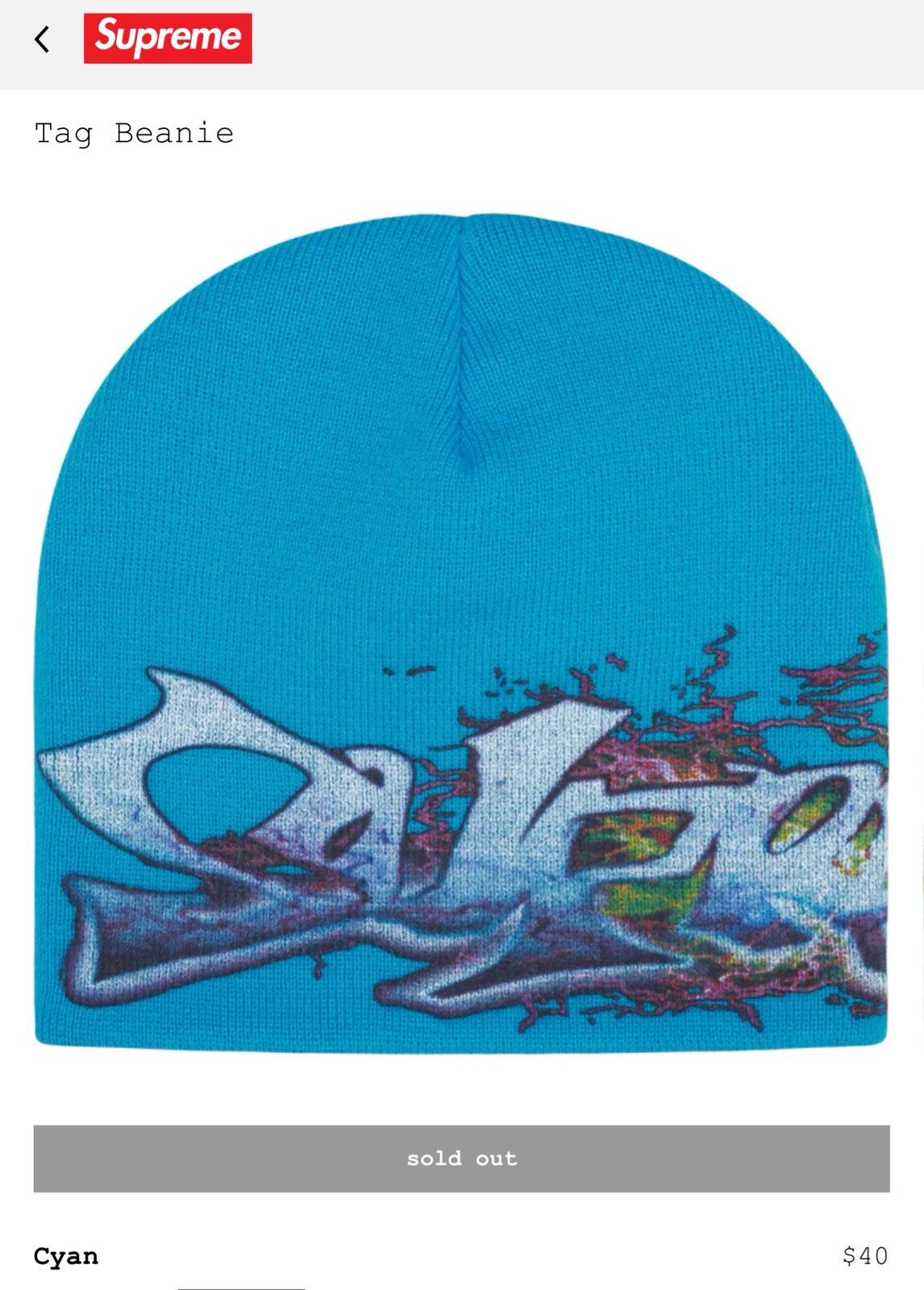Supreme Tag Beanie Size ONE SIZE - 1 Thumbnail