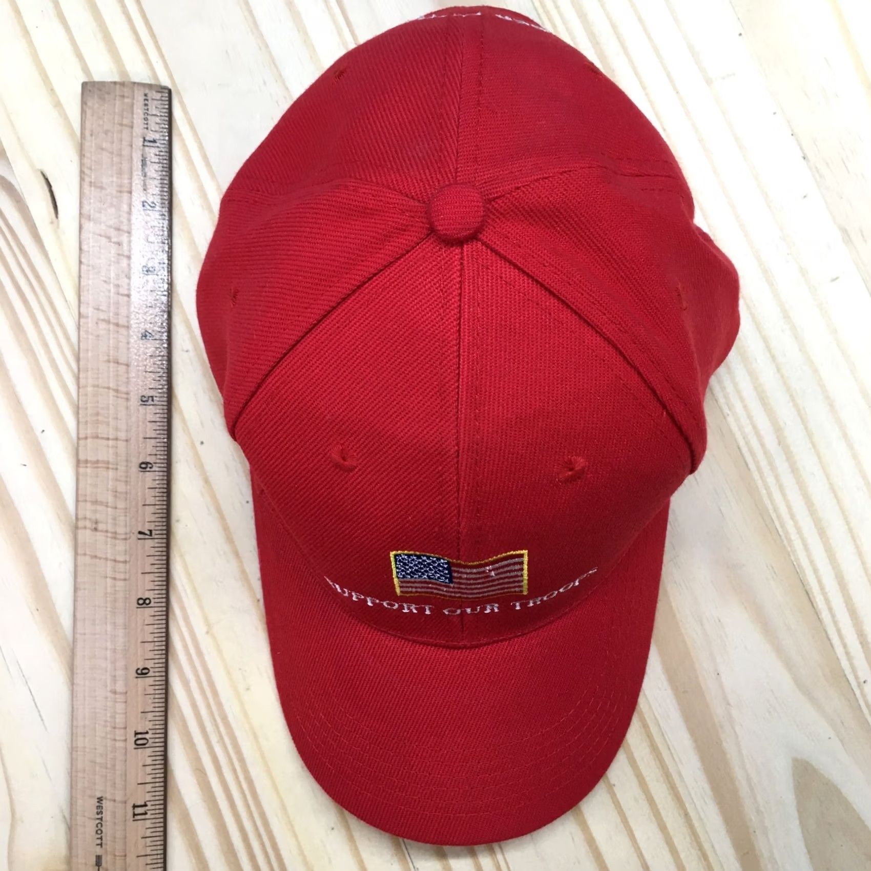 Logo 7 Support Our Troops Baseball Hat Mens Red One Size Curved Brim Embroidered Logo Size ONE SIZE - 3 Thumbnail
