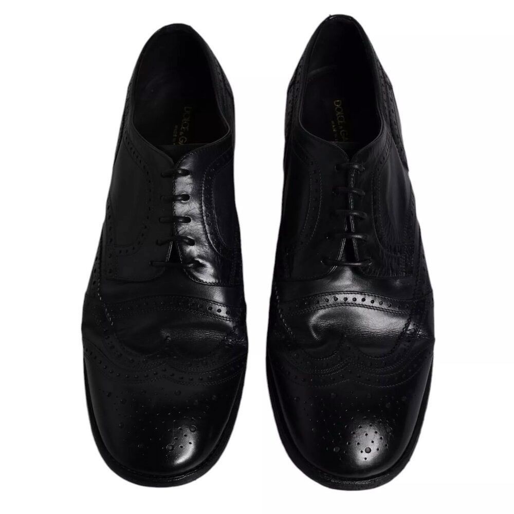 Dolce & Gabbana Dolce & Gabbana Dark Blue Leather Derby Wingtip Formal Shoes Size US 11 / EU 44 - 3 Thumbnail
