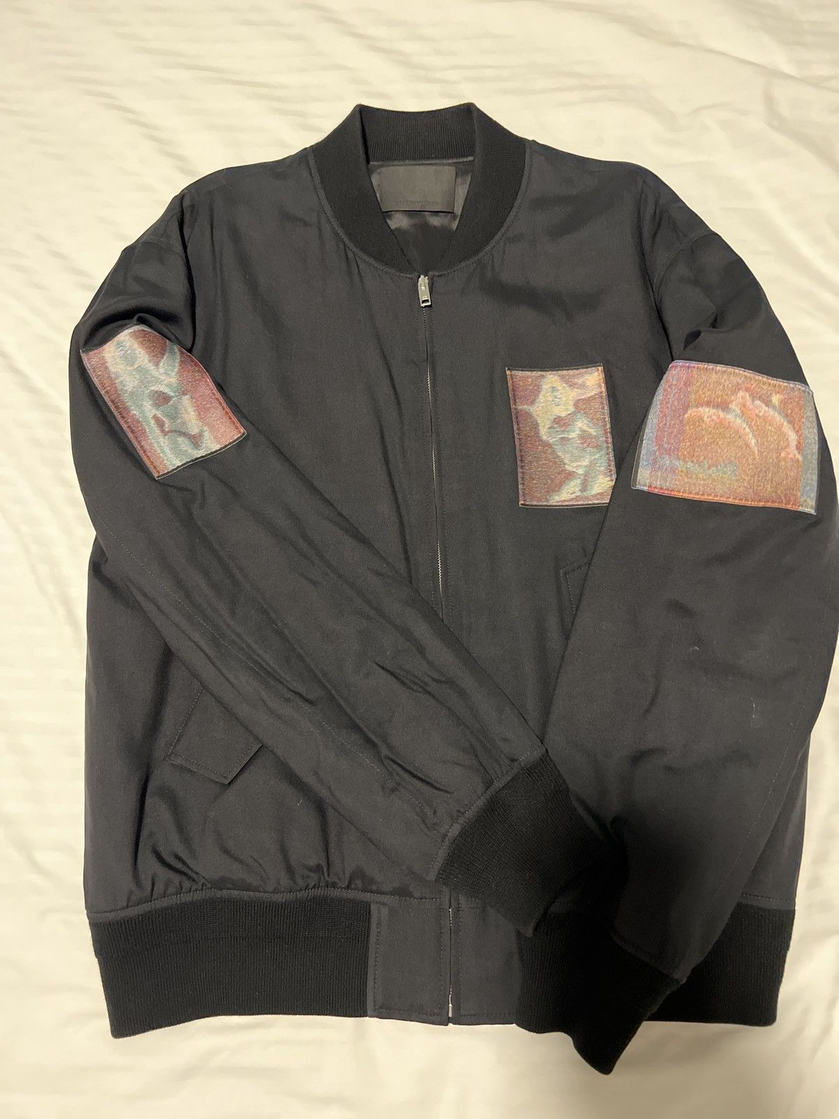 image of Alexander Wang 2017 Black Polyblend Bomber W Woven Patches, Men's (Size Medium)