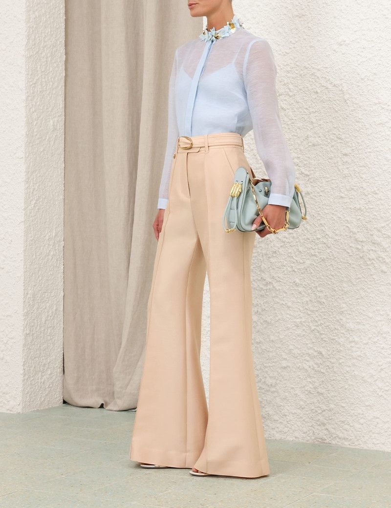 Zimmermann oc11z0226 Illuminate Embellished Shirt In Mint Blue Size M / US 6-8 / IT 42-44 - 3 Thumbnail