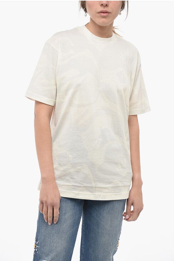 image of Etro Printed Crew-Neck T-Shirt in White, Women's (Size Large)