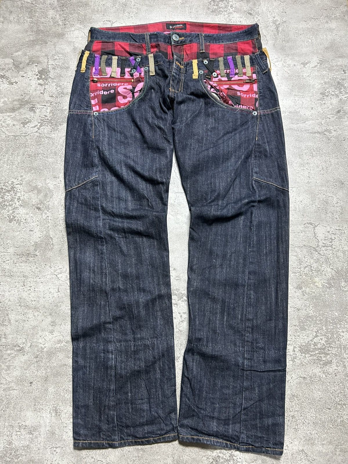 Japanese Brand Sorridere Double Waist Big Logo Denim Jeans Kapital Style Size US 36 / EU 52 - 1 Thumbnail