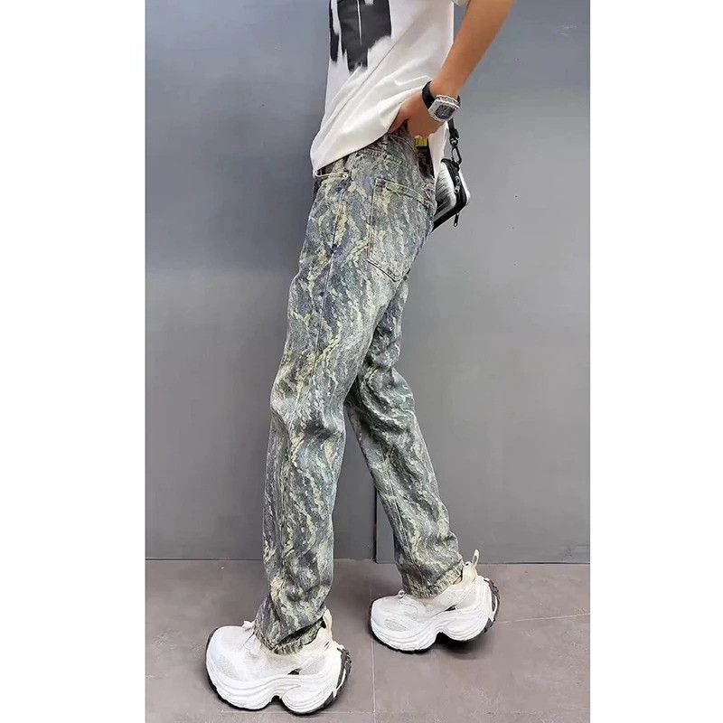 Jean Y2k Jacquard Jeans Size US 33 - 3 Thumbnail