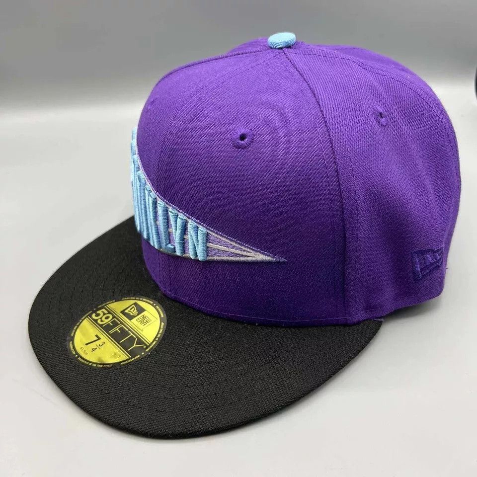 New Era Los Angeles LA Dodgers Hat Men 7 3/4 Purple Black MLB Fitted Size ONE SIZE - 4 Thumbnail