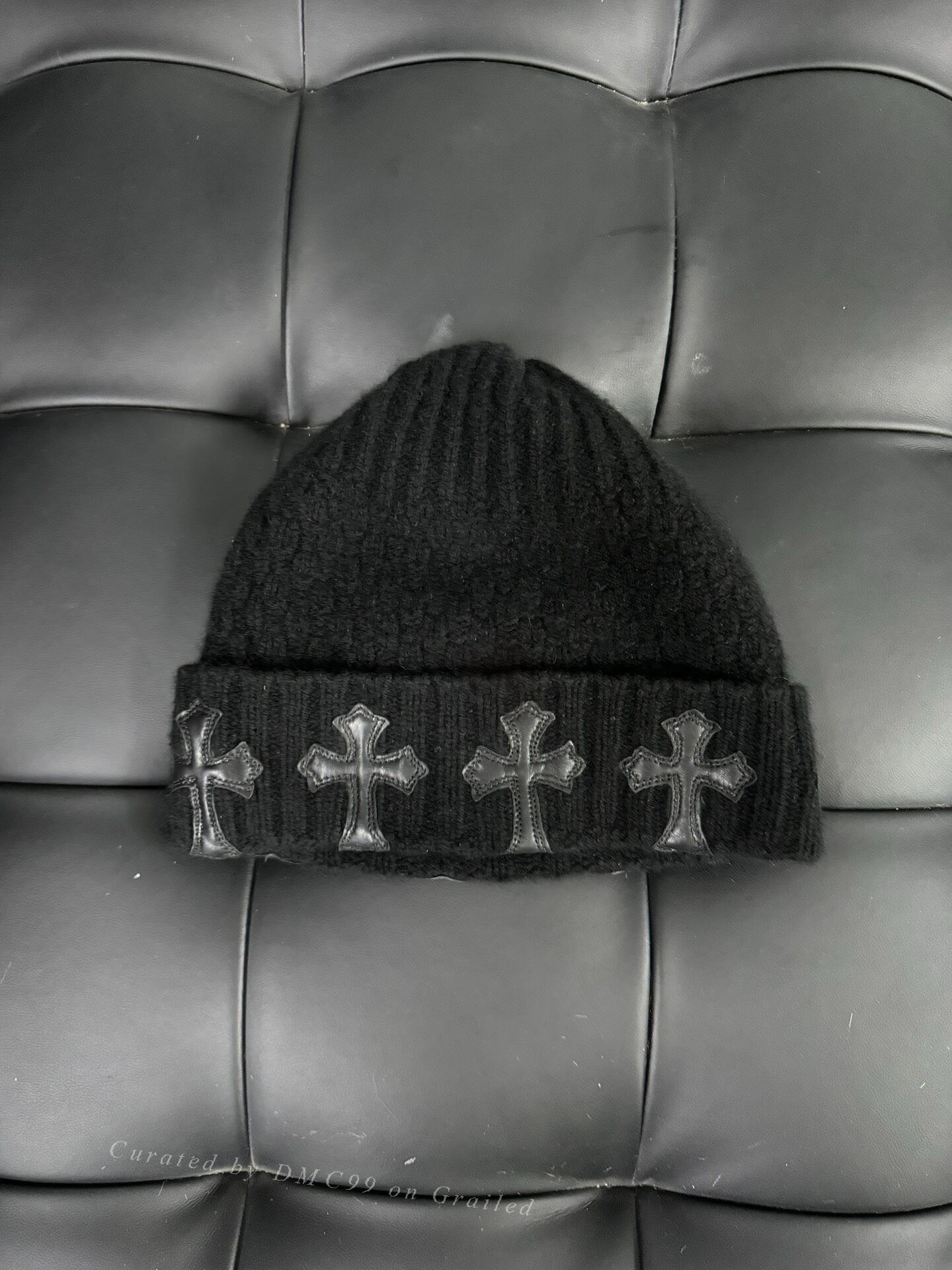 Chrome Hearts Chrome Hearts Cross Patch Leather Beanie Size ONE SIZE - 1 Thumbnail