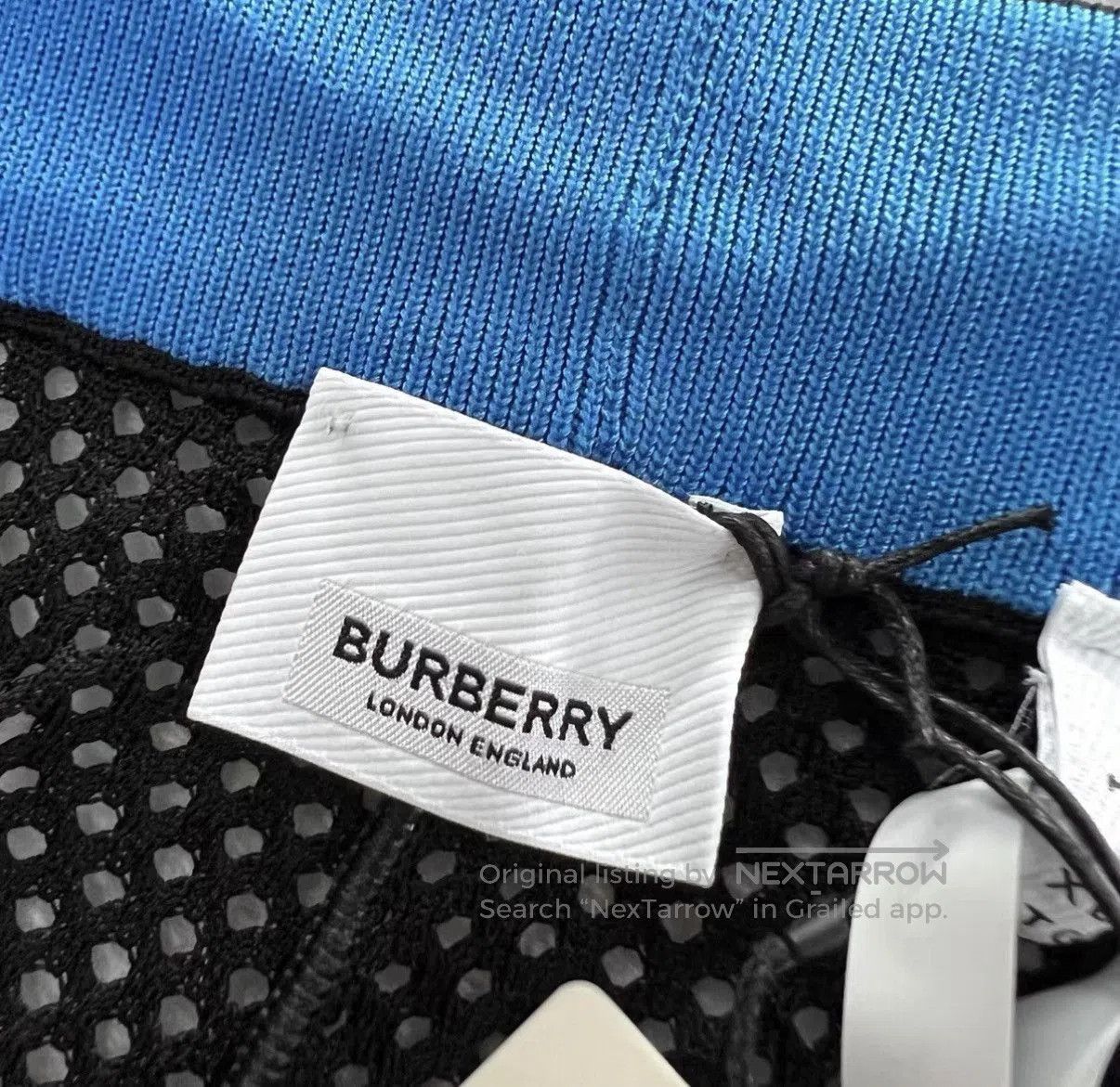 Burberry Black Mesh Shorts with Blue Trim. Size US 38 / EU 54 - 3 Thumbnail