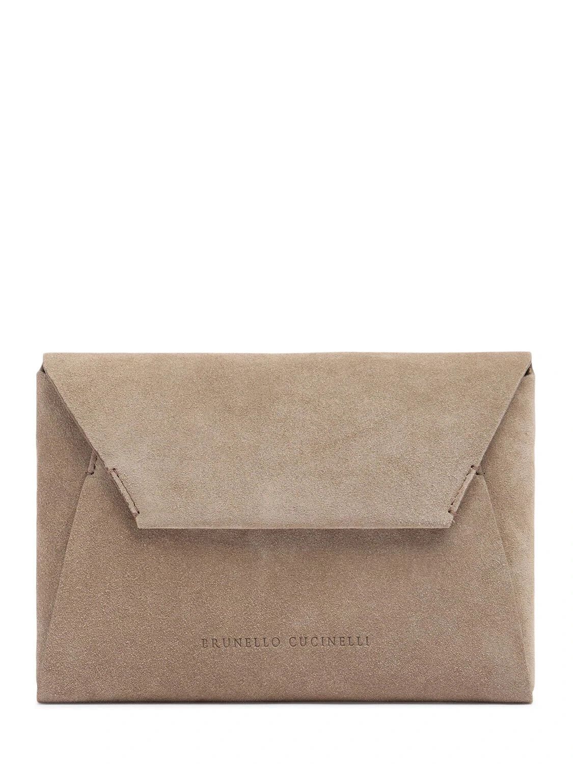 Brunello Cucinelli BRUNELLO CUCINELLI Ice Suede Clutch w/ Strap New Auth Size ONE SIZE - 1 Thumbnail