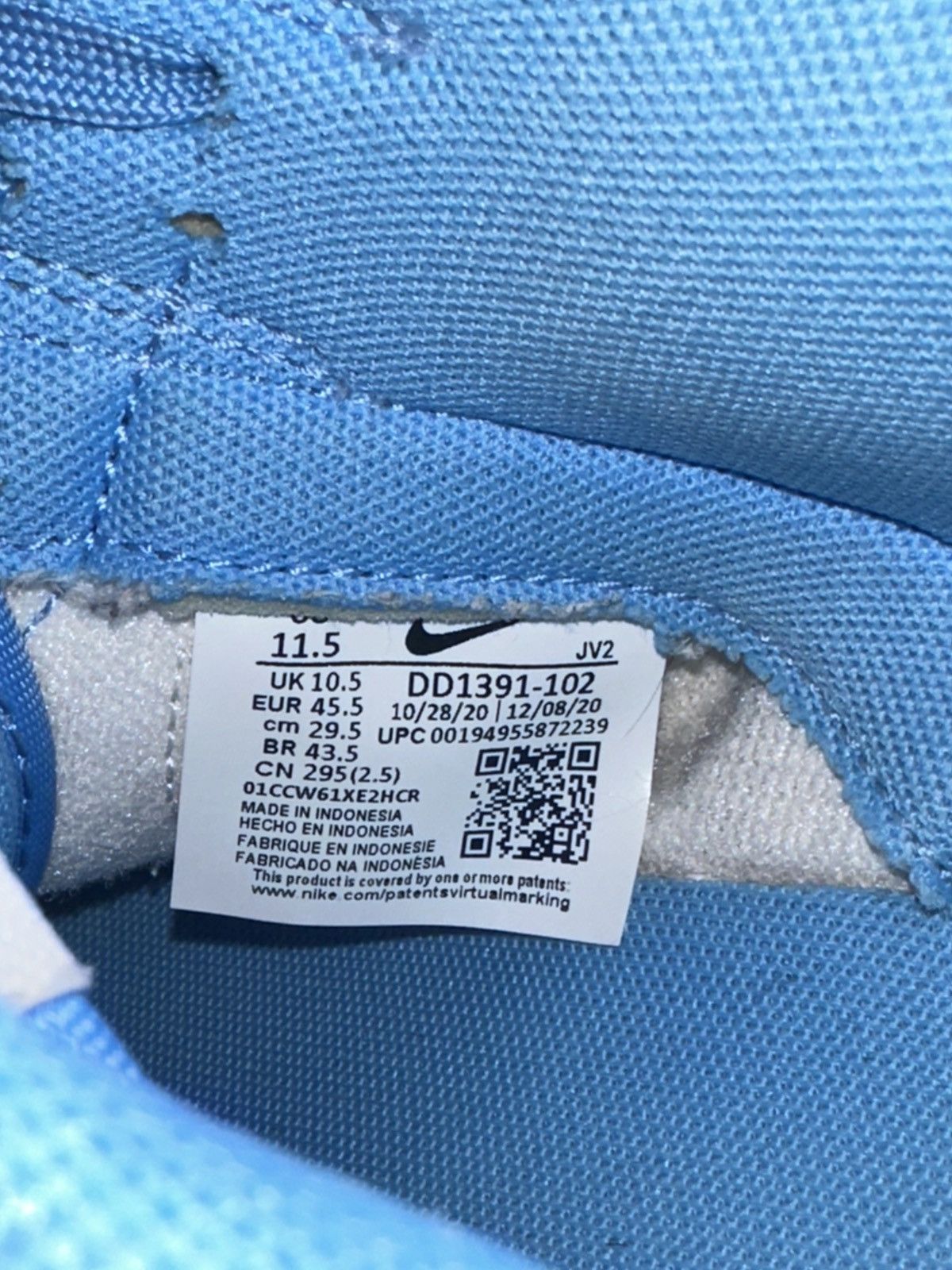 Nike Nike Dunk Low UNC Size US 11.5 / EU 44-45 - 8 Thumbnail