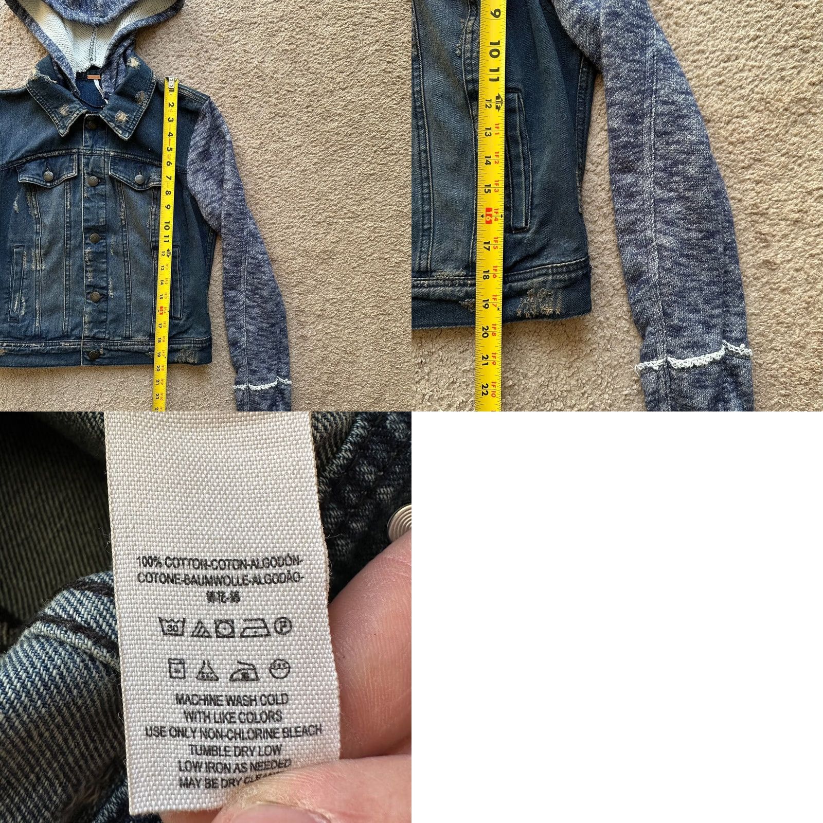 Free People Free People Button Up Denim Jacket Womens Small Petite Blue Solid Jacket Size 28" / US 6 / IT 42 - 8 Thumbnail