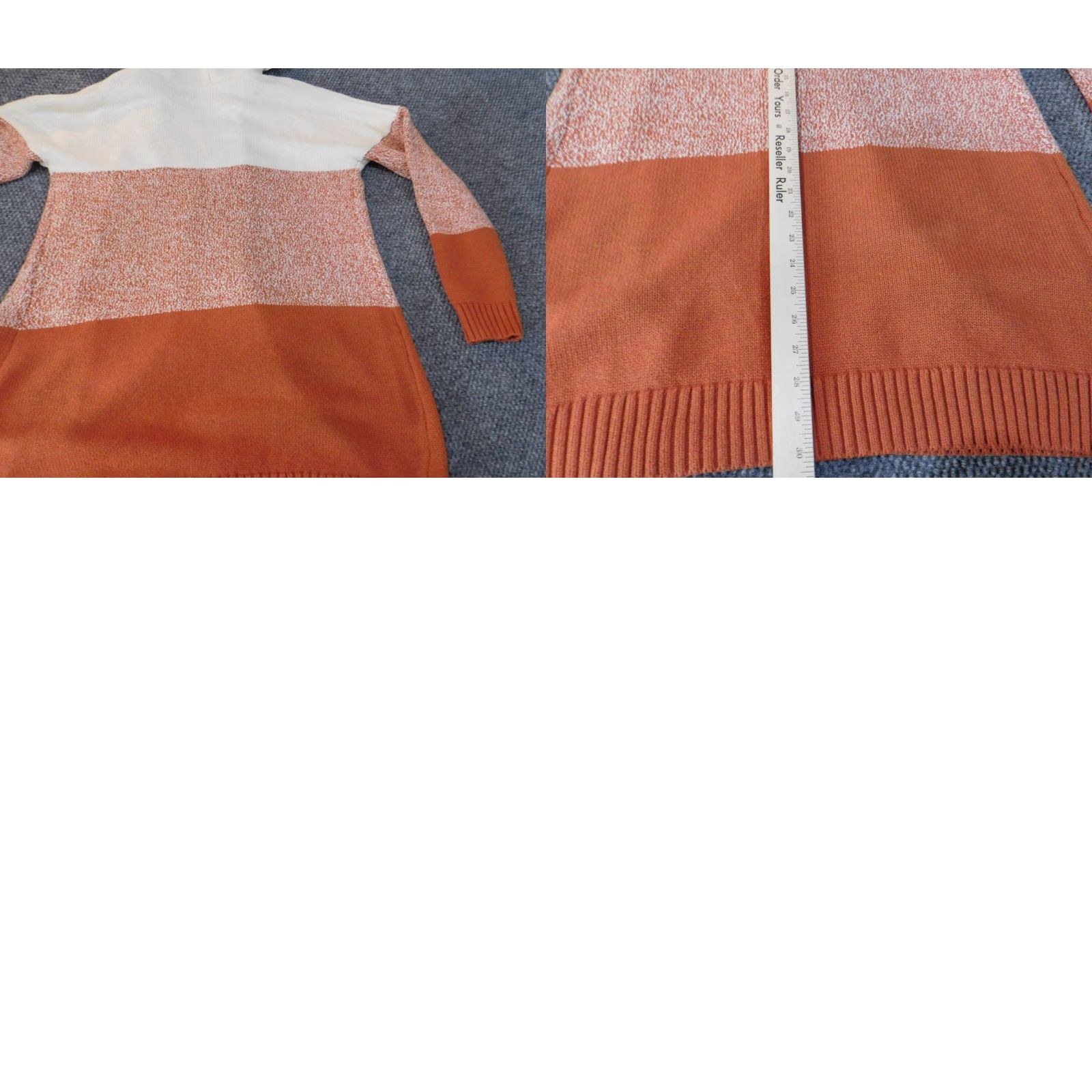 Vintage Tahari Sweater Cardigan M Orange Women Striped Pockets Knit Chunky-Knit Crew Neck Long Sleeve Pullover Regular Size M / US 6-8 / IT 42-44 - 9 Thumbnail