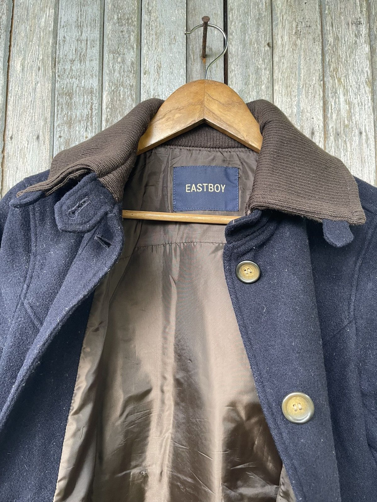 Designer Eastboy Wool Blend Coat with Ribbed Collar Japanese Vintage Size US M / EU 48-50 / 2 - 15 Thumbnail