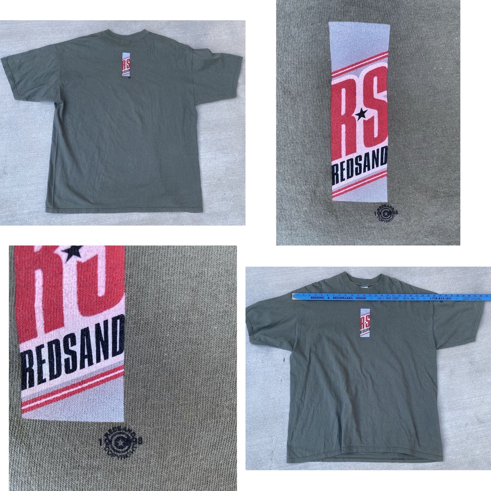 Vintage VINTAGE Redsand Made In USA T Shirt California Surf Skate Size XL Green 90s 1990s Graphic Print Front Back Mens Shortsleeve Size US XL / EU 56 / 4 - 10 Thumbnail