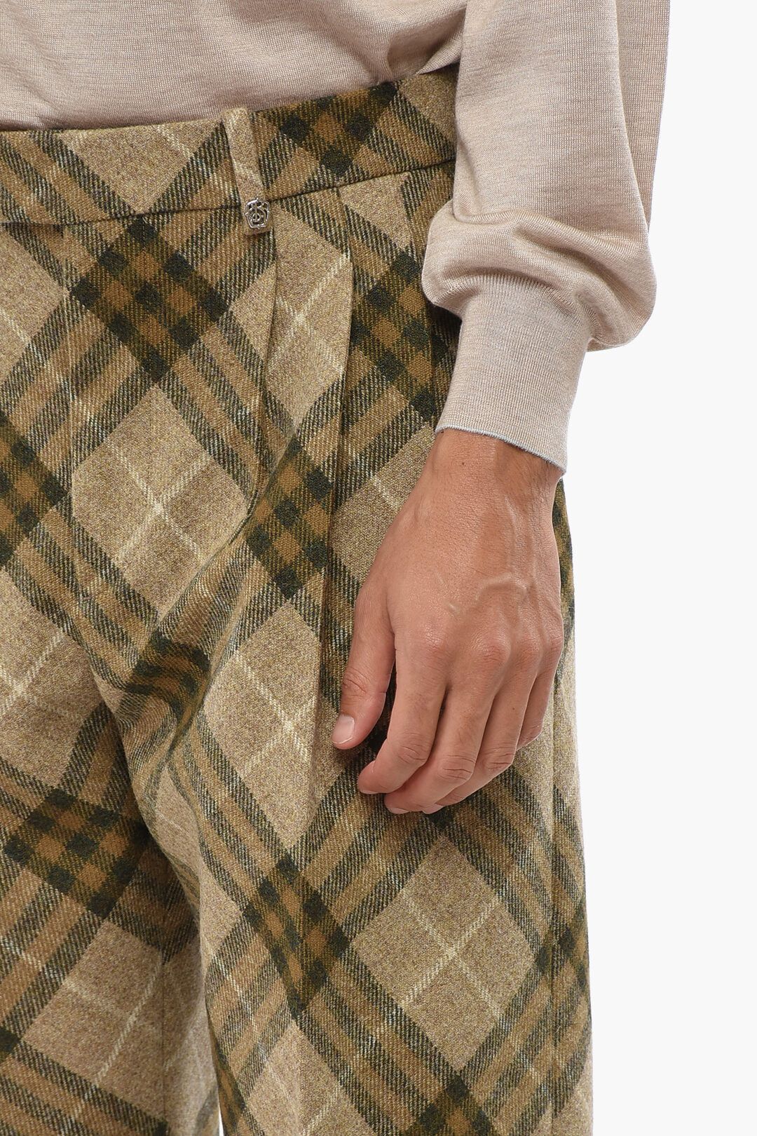 Burberry og1mm1125 Double-Pleated Wool Pant in Multicolor Size US 30 / EU 46 - 4 Thumbnail