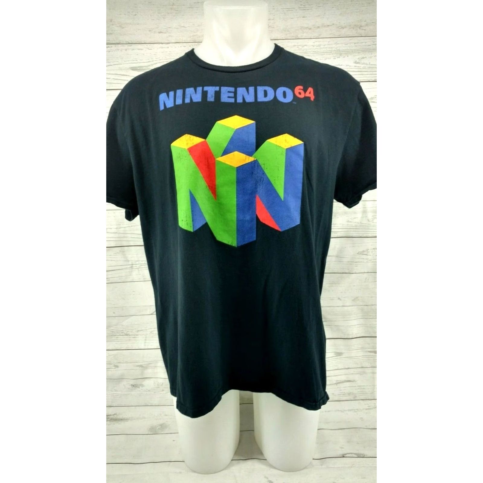 Nintendo NINTENDO 64 T-Shirt Black Distressed Cracked Logo XL Mens Short Sleeve Crew Neck 100% Cotton Vintage: No Size US XL / EU 56 / 4 - 2 Thumbnail