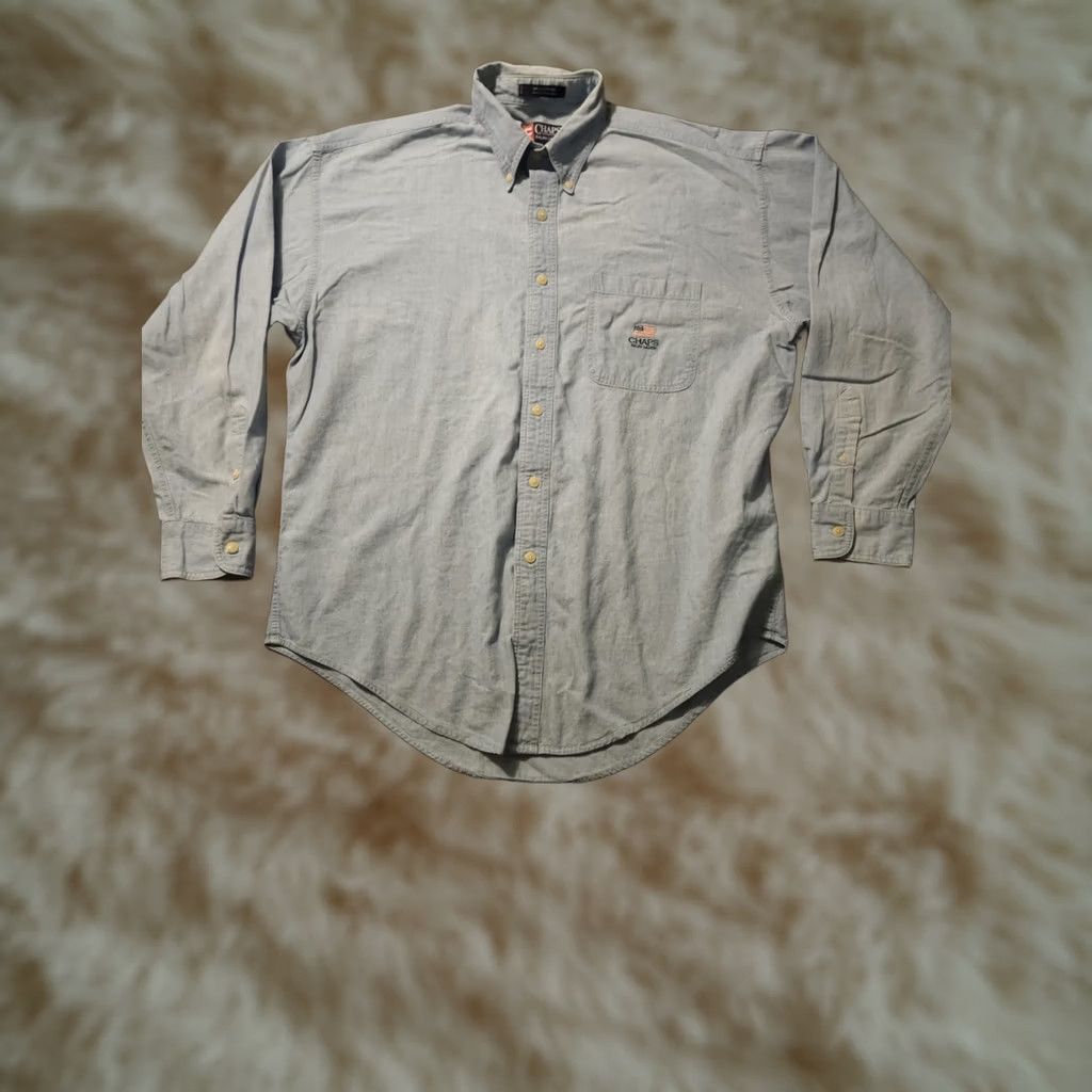 Ralph Lauren VINTAGE Chaps Ralph Lauren Button Down Shirt Mens L Blue Embroidered Logo 90s Classic Designer Size US L / EU 52-54 / 3 - 1 Thumbnail