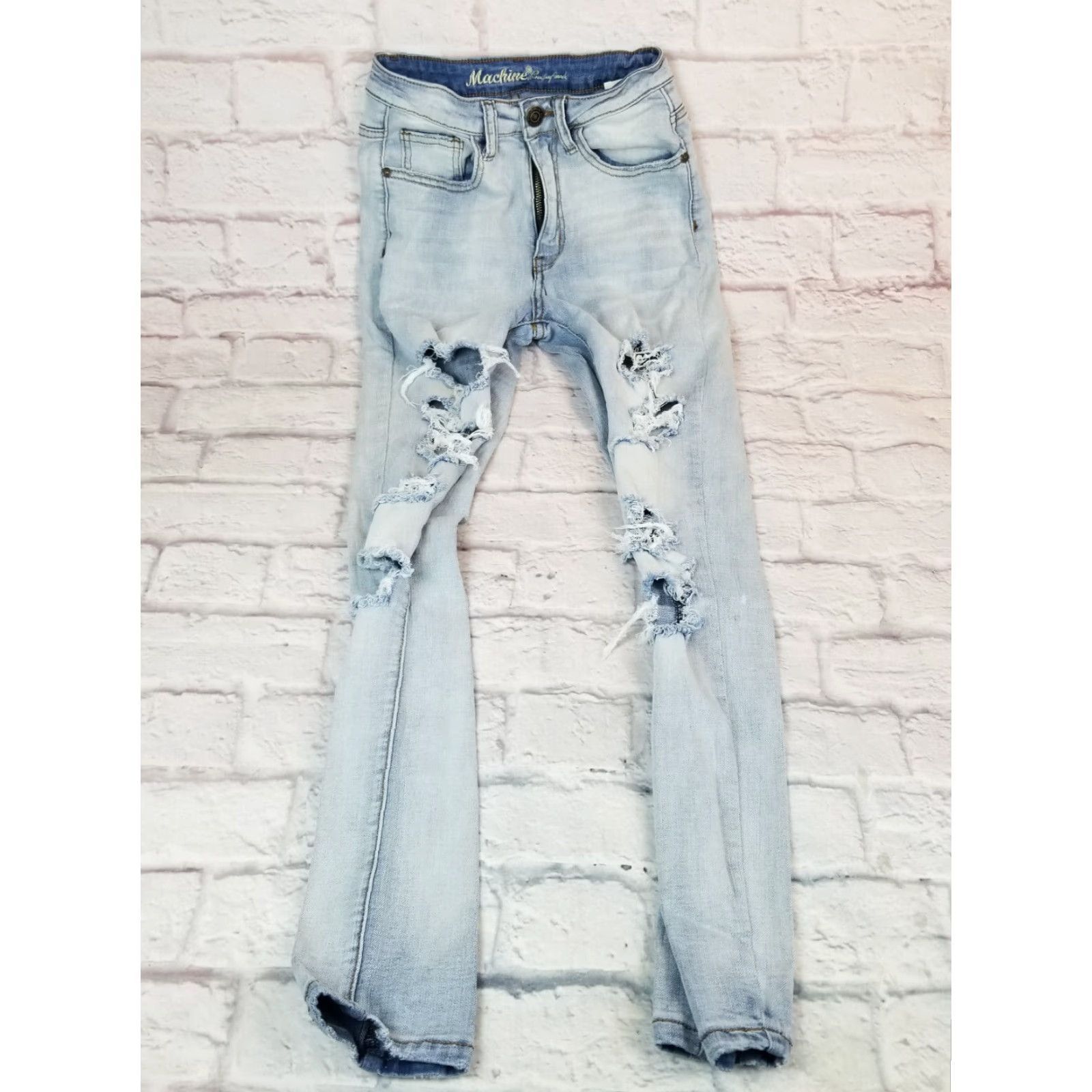 Toy Machine Machine Jeans Juniors Size 1 / 26 Distressed Stretch Jeggings Denim Blue 5-Pocket Slim Fit Womens Jeans Size 25" / US 0 / IT 36 - 3 Thumbnail
