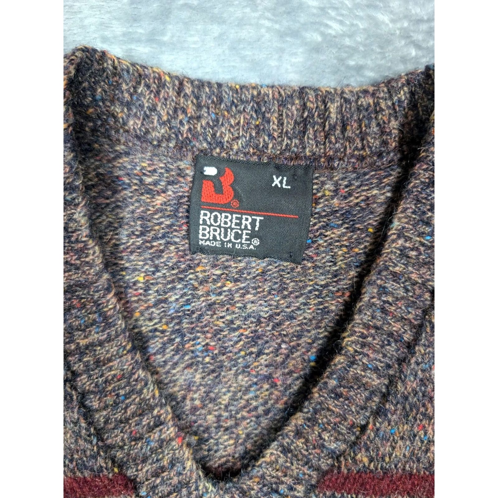 Vintage VINTAGE Robert Bruce Sweater Mens XL Brown Knit Stripe V Neck Made USA 90s Size US XL / EU 56 / 4 - 5 Thumbnail