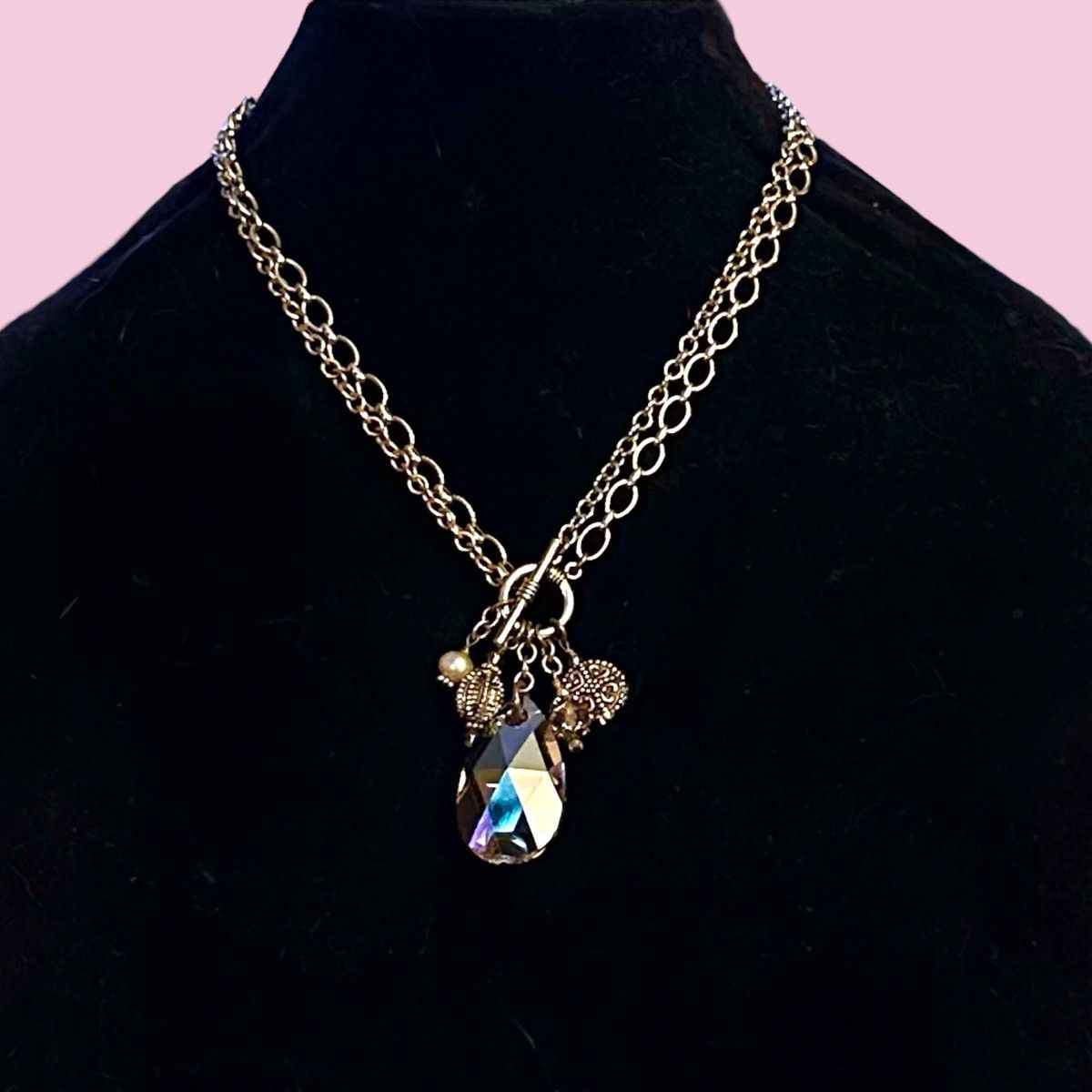 Other Rhonda Rox double chain crystal teardrop toggle necklace Size ONE SIZE - 1 Thumbnail