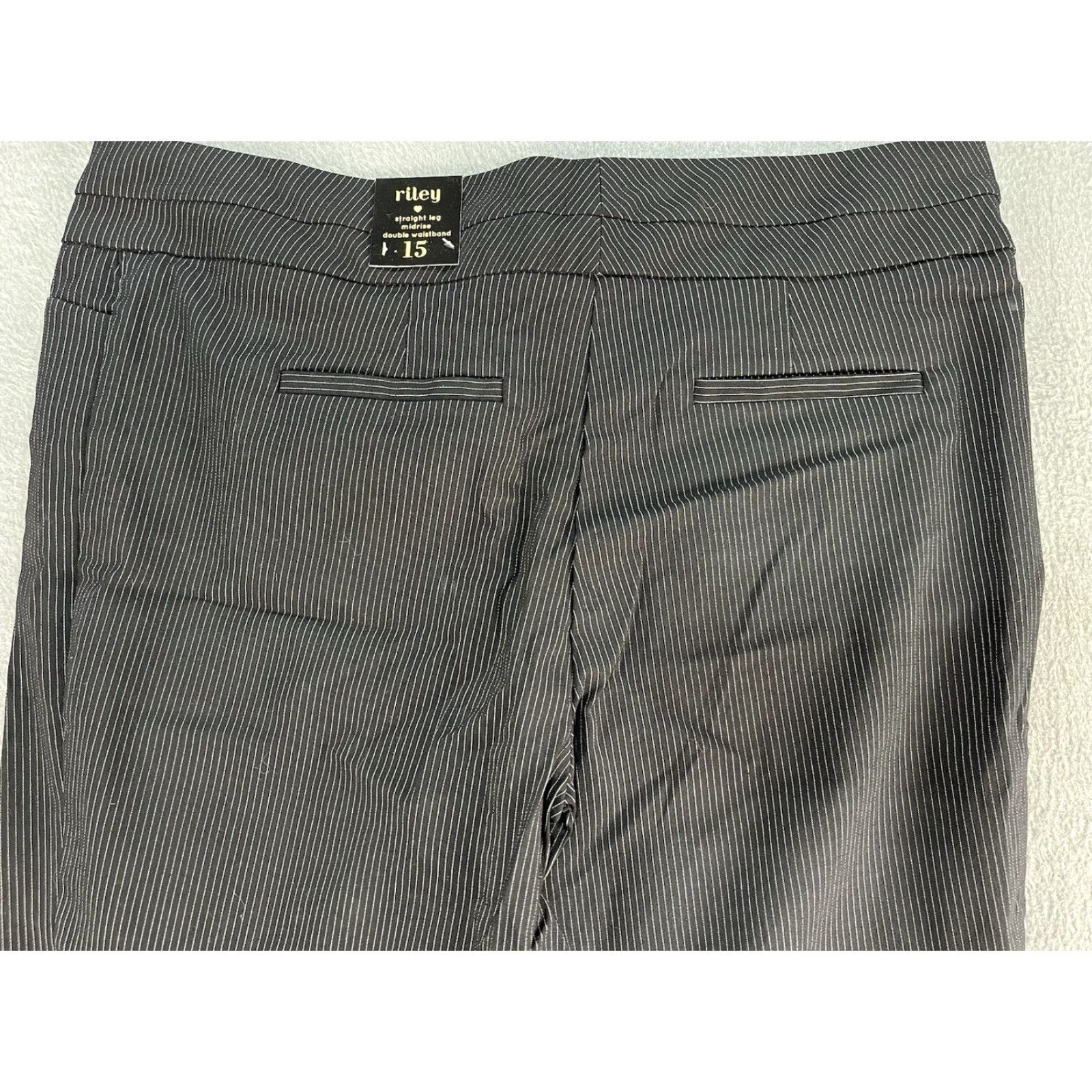 Doublet Heartsoul Women Pants Riley Straight Leg Mid Rise Double Waistband Size 15 Blue Striped Dress Pants Mens? No (Women) Size 36" / US 14 / IT 50 - 7 Thumbnail